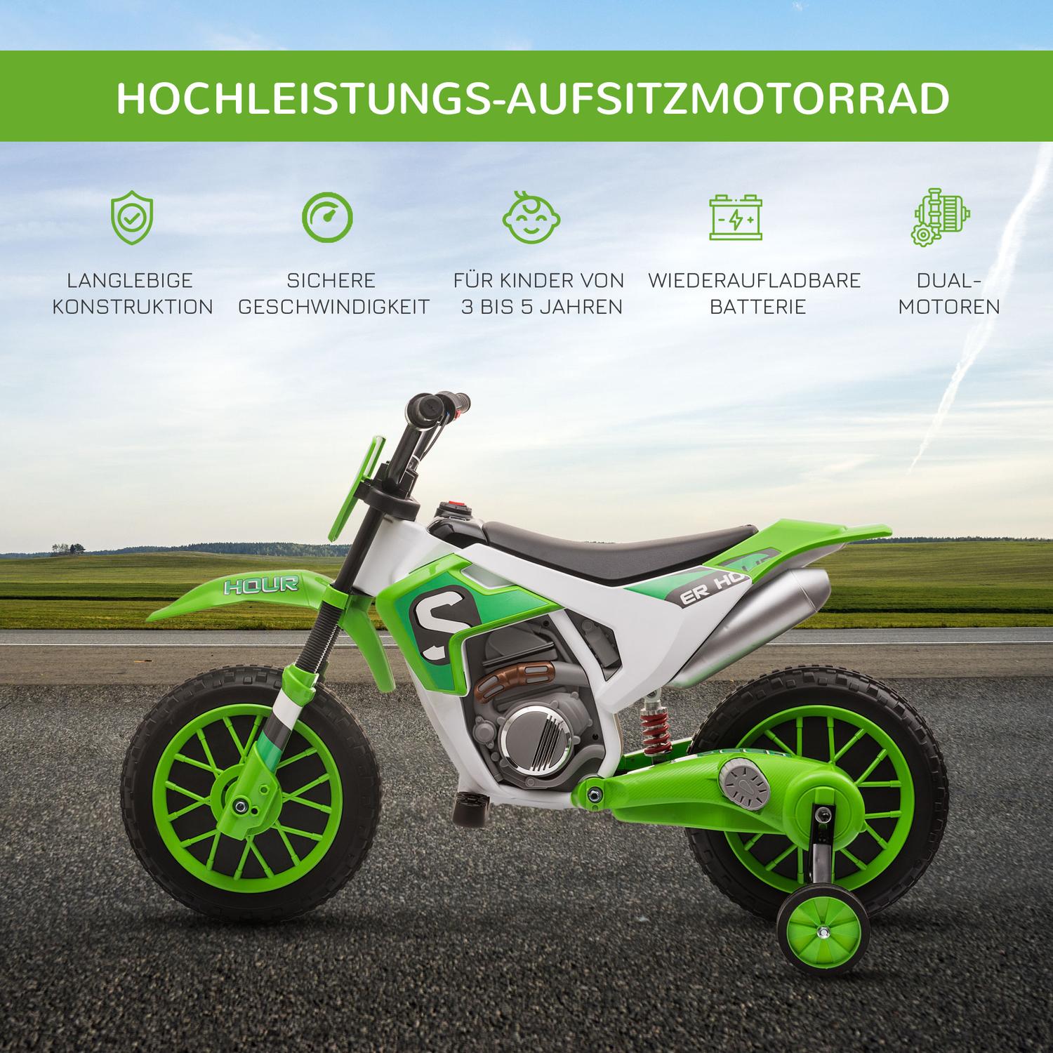 Barns 12V elmotorcykel med träningshjul