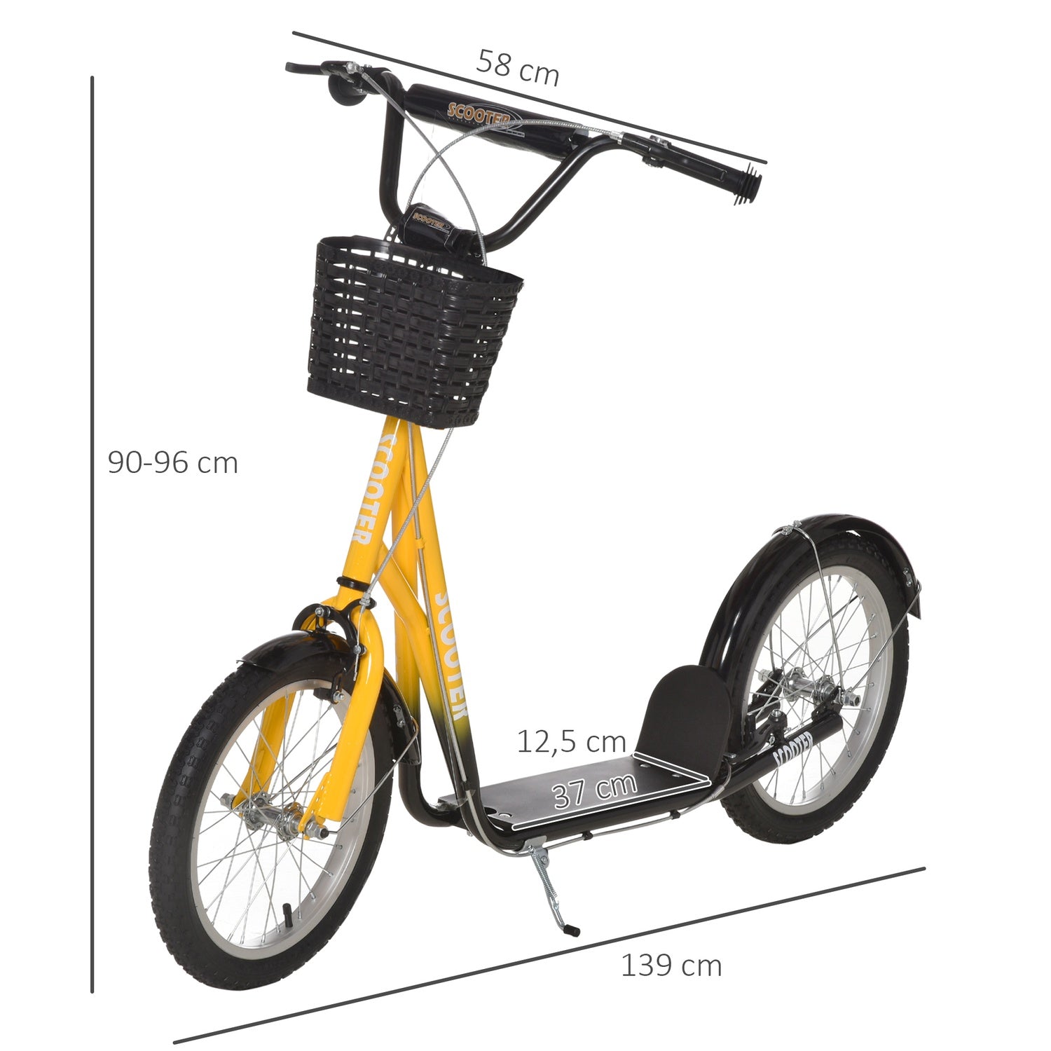 Barns höjdjusterbar sparkcykel, 2 bromsar, stora hjul