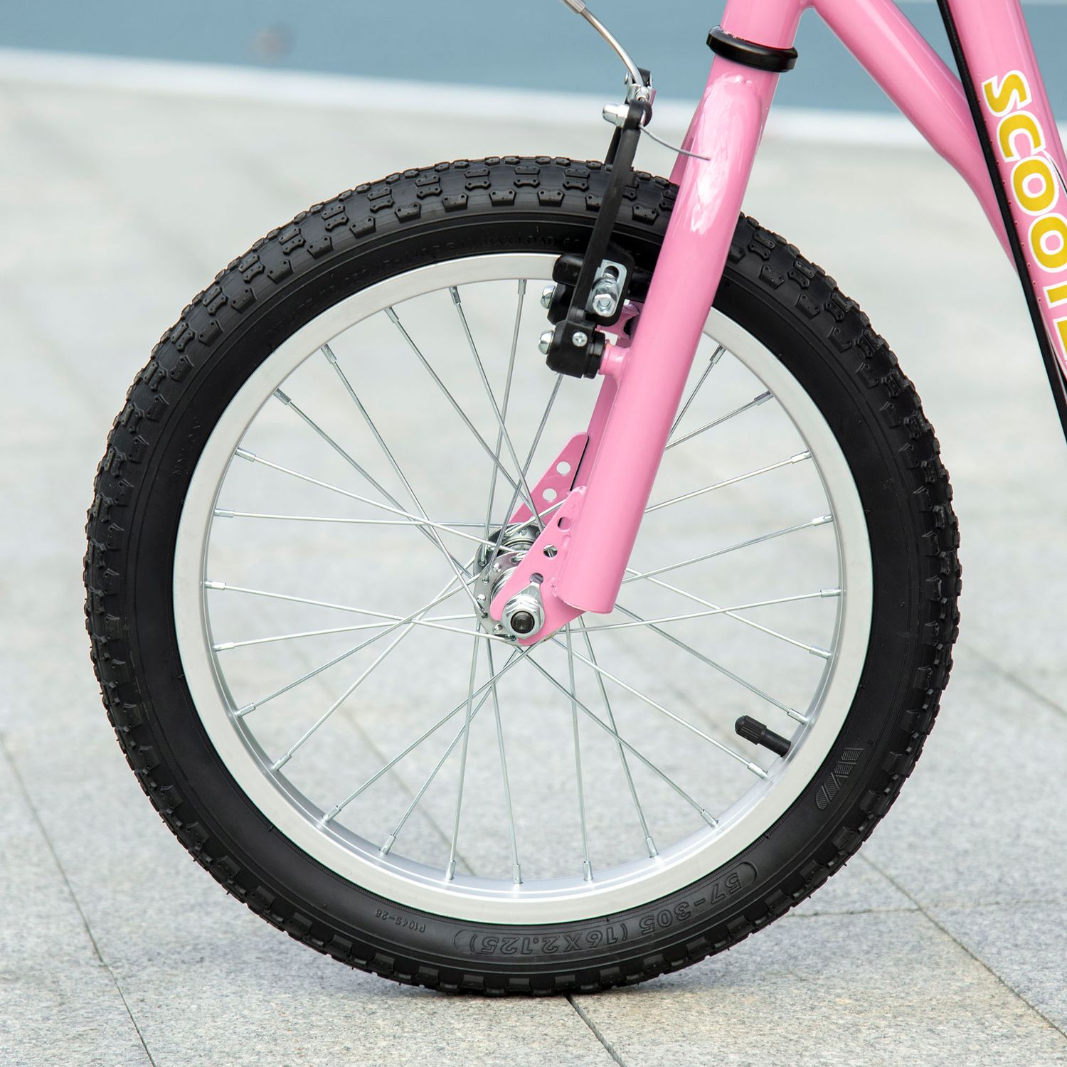 Rosa barnsparkcykel med bromsar, justerbar höjd