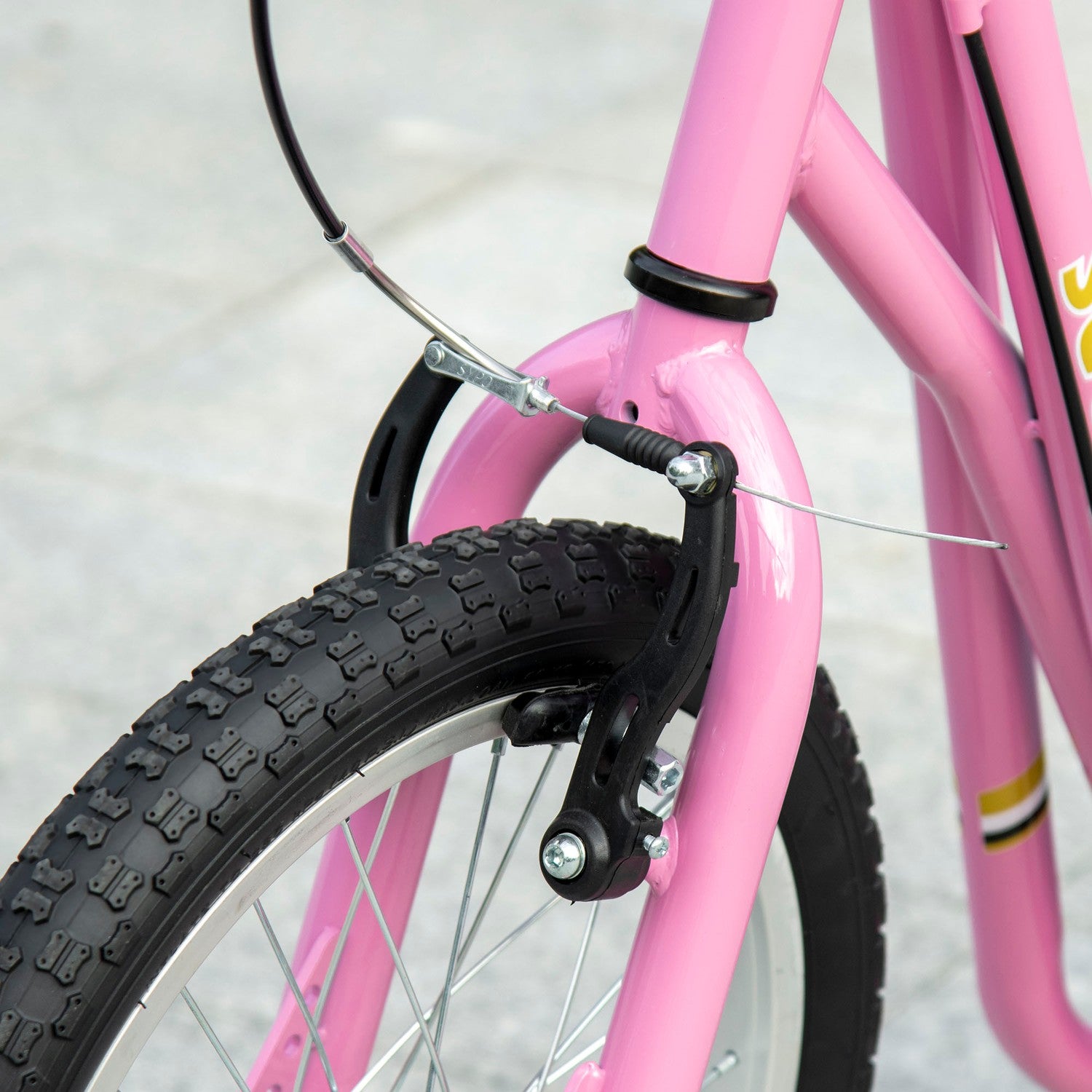 Rosa barnsparkcykel med bromsar, justerbar höjd