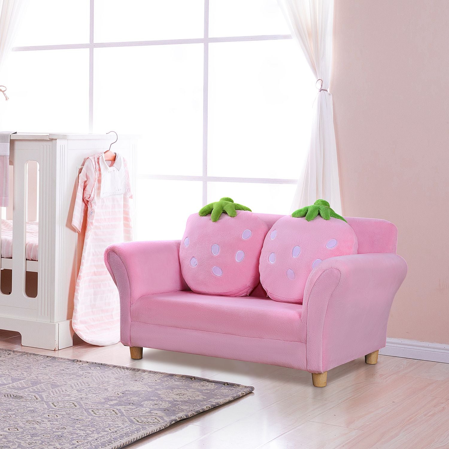 Jordgubbsfåtölj & soffa för barn – Mjuk, mysig design