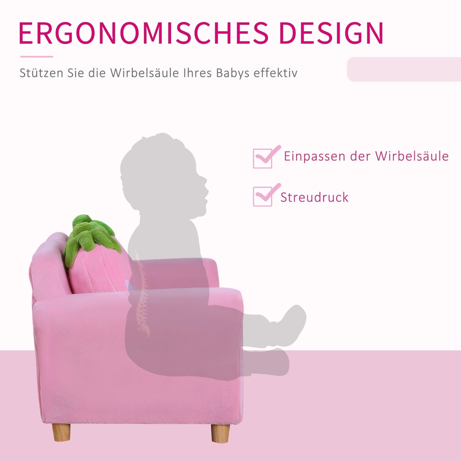 Jordgubbsfåtölj & soffa för barn – Mjuk, mysig design