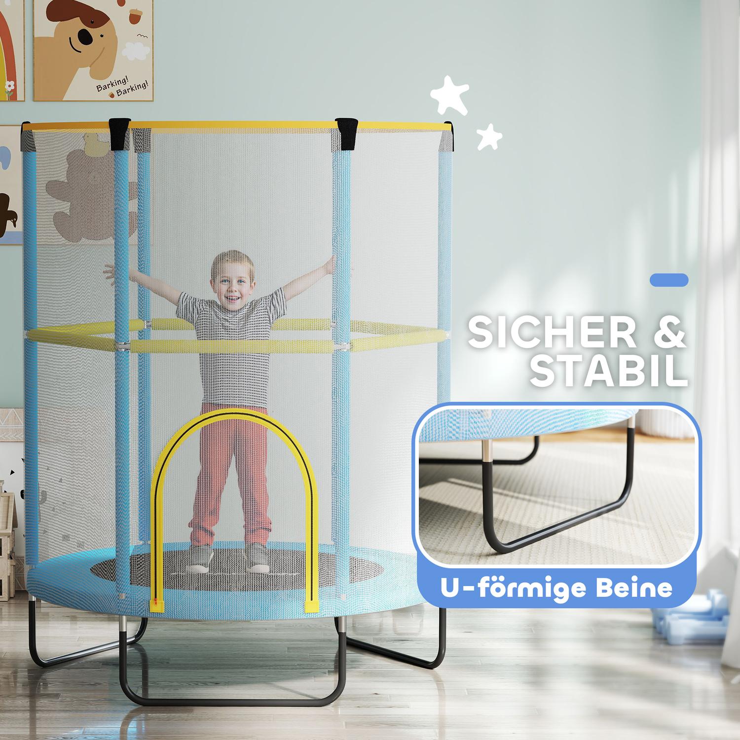 Inomhustrampolin för barn med skyddsnät, 140 cm, mörkblå