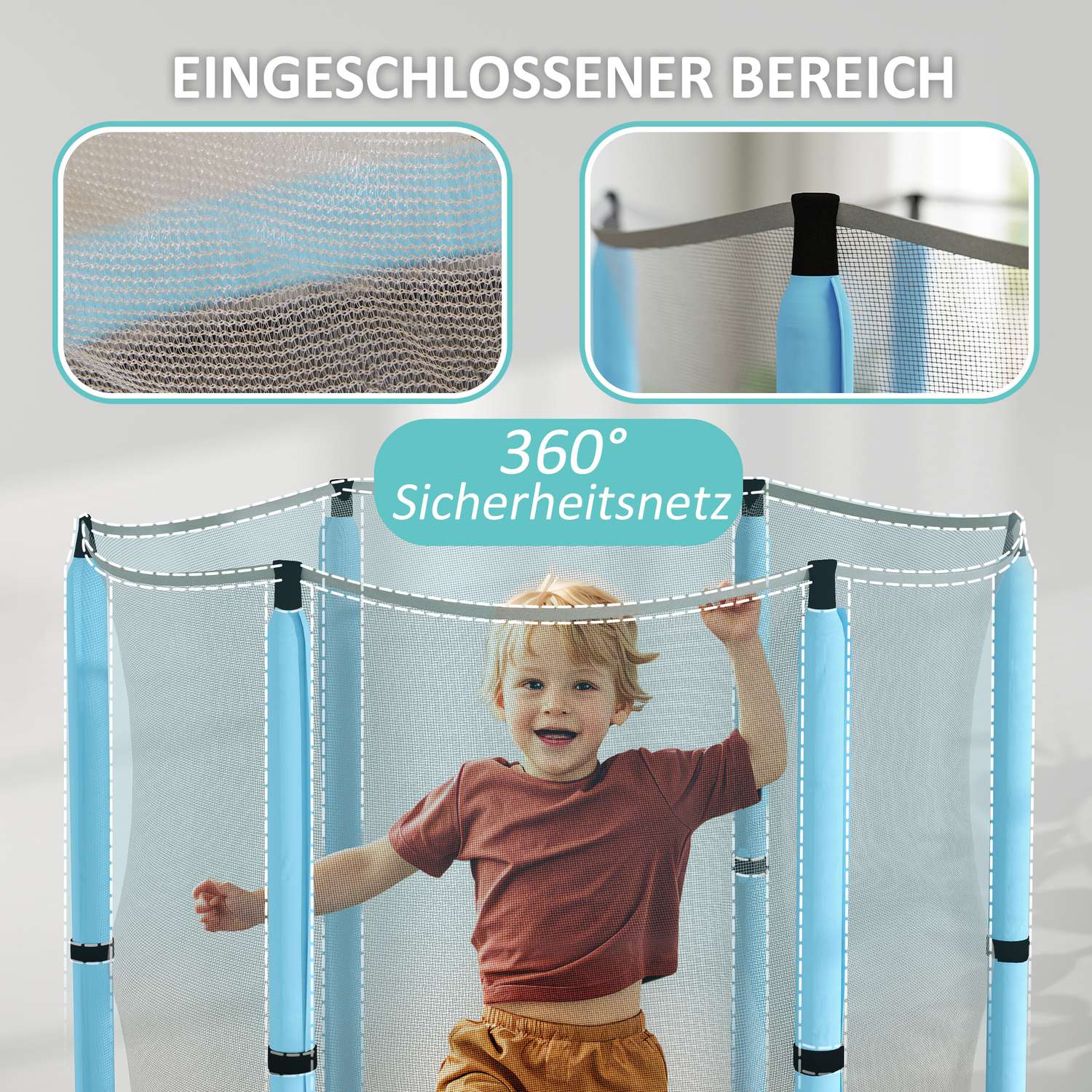 Inomhusstudsmatta för barn, Ø140 cm – Skyddsnät, Zip Door