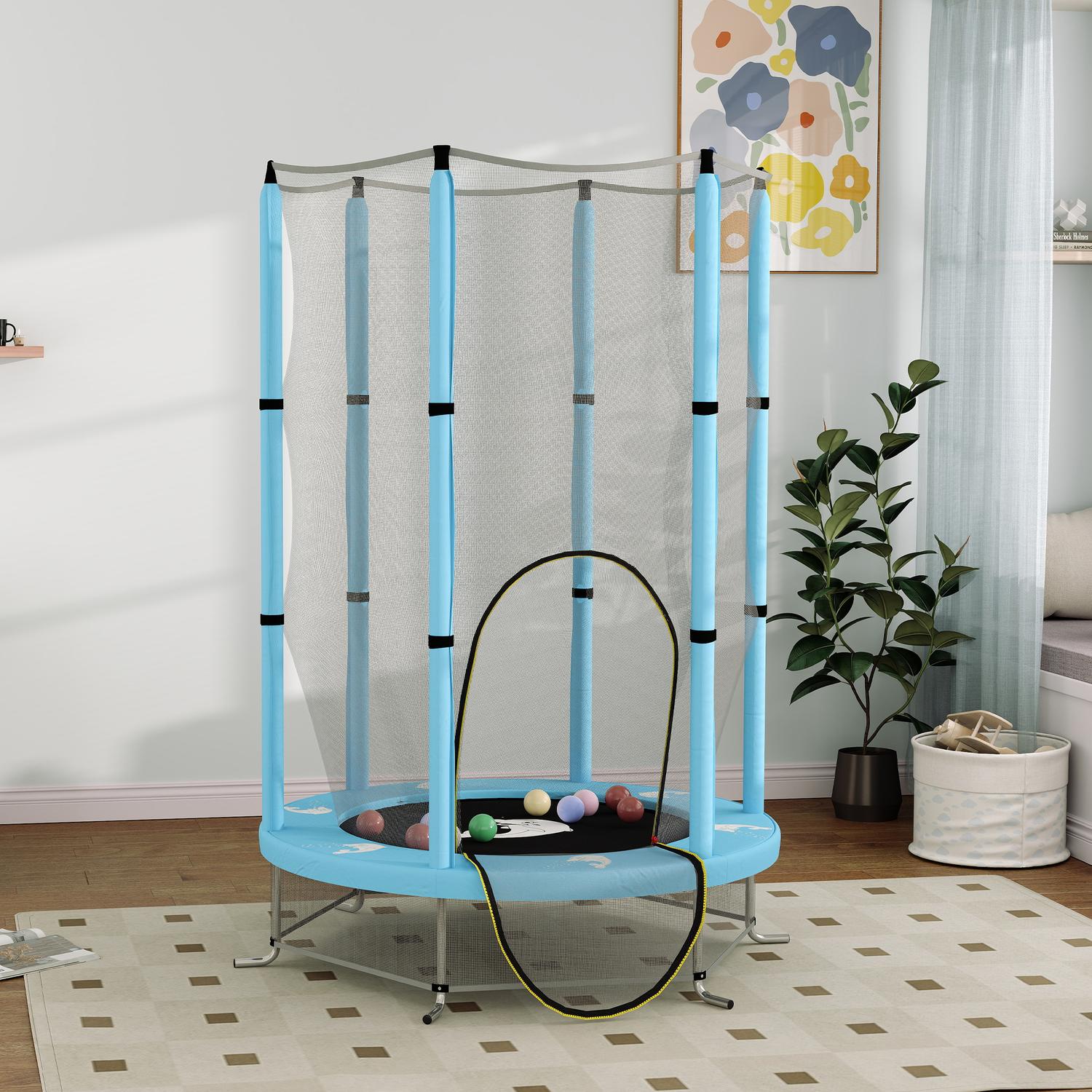 Inomhusstudsmatta för barn, Ø140 cm – Skyddsnät, Zip Door
