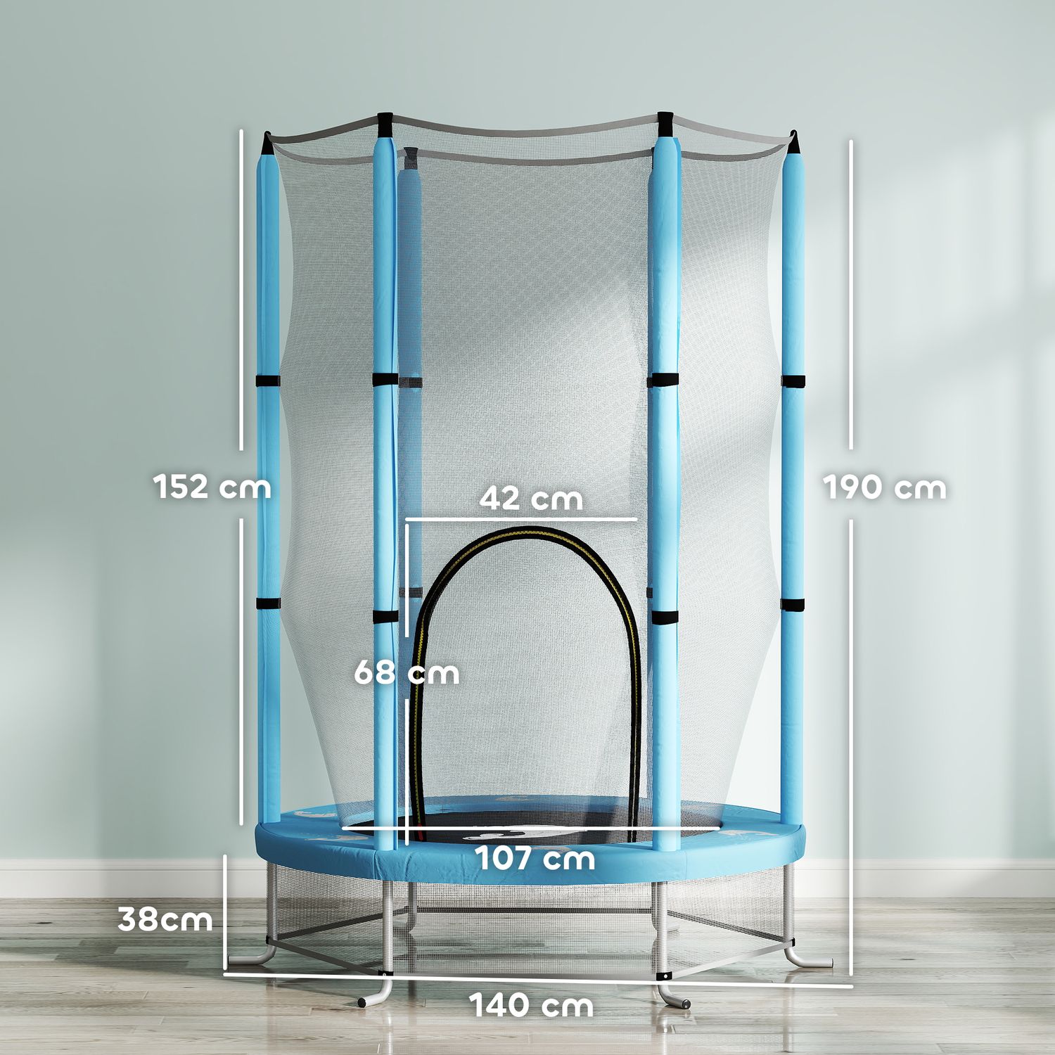 Inomhusstudsmatta för barn, Ø140 cm – Skyddsnät, Zip Door