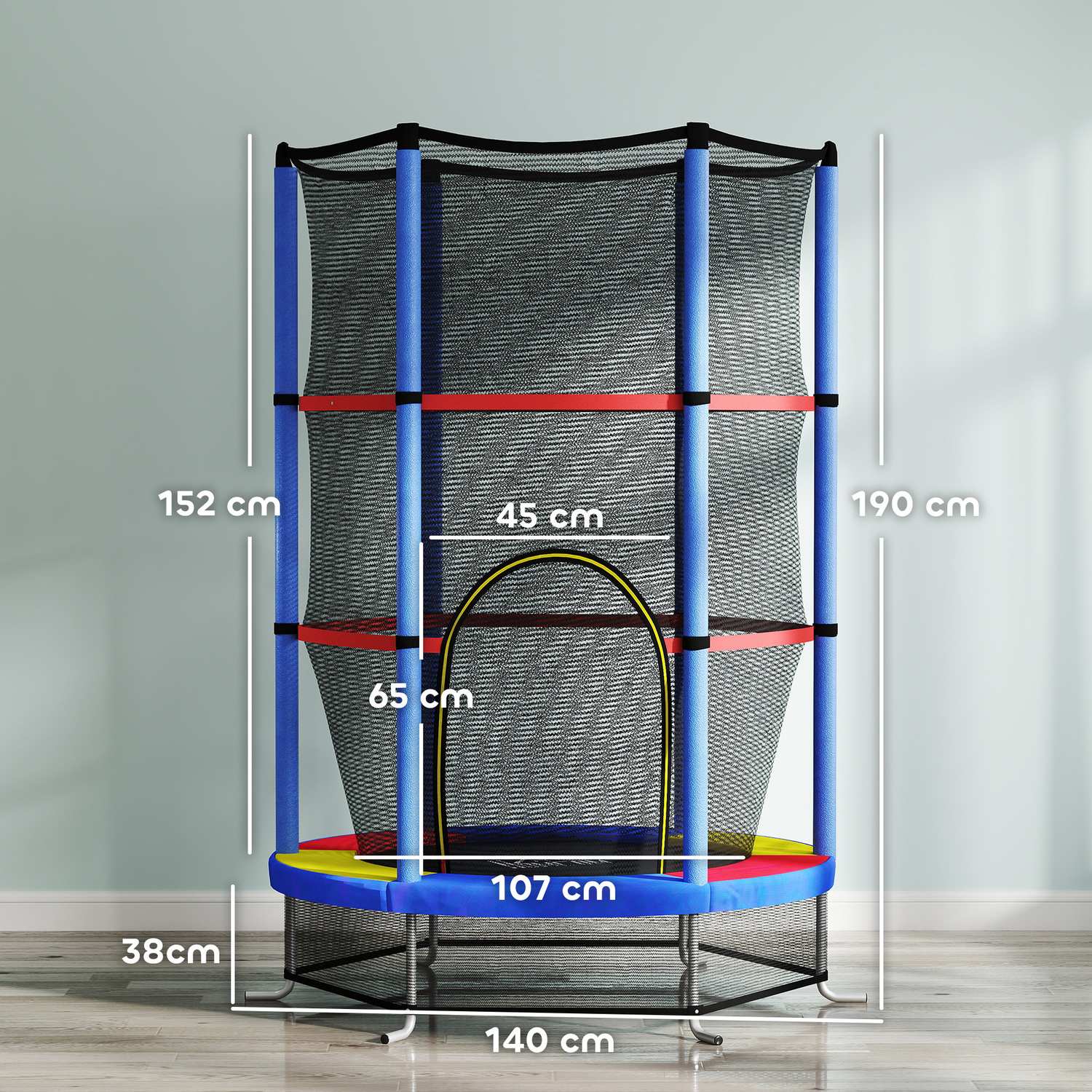 Barnstudsmatta med skyddsnät – inomhus/utomhus, Ø140 cm