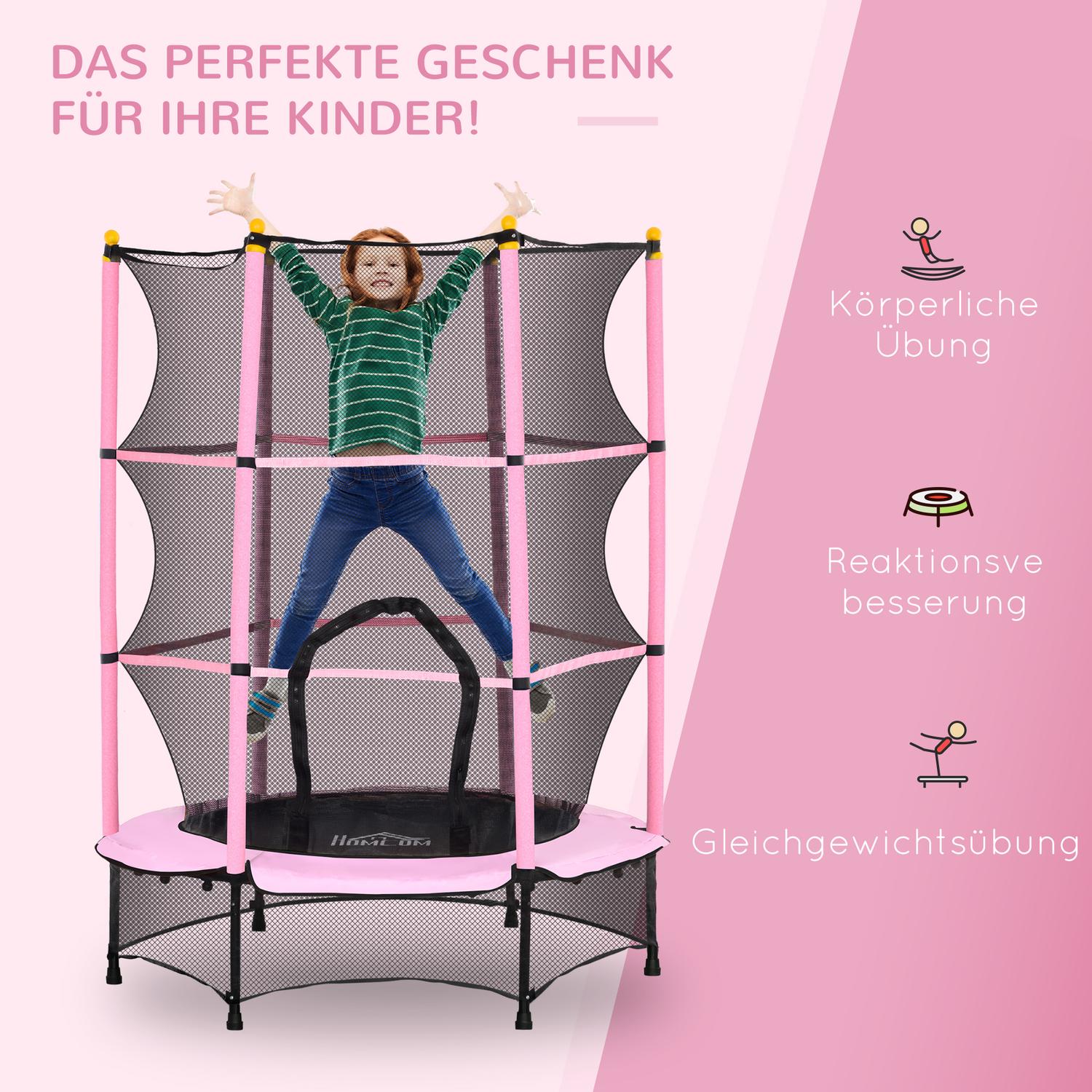 Barnstudsmatta med skyddsnät, Rosa, Ø140 cm
