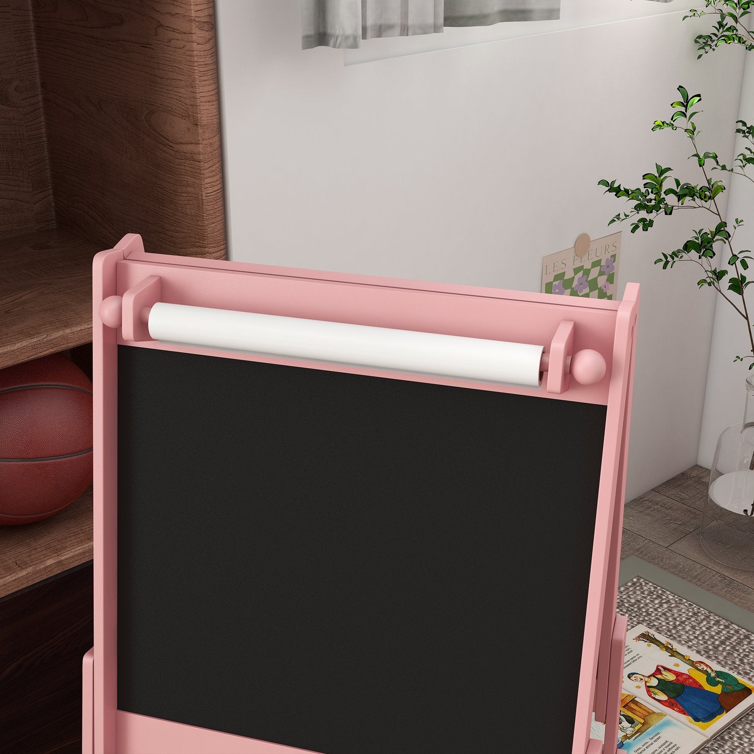 Barns 3-i-1 staffli, rosa, whiteboard och pappersrulle