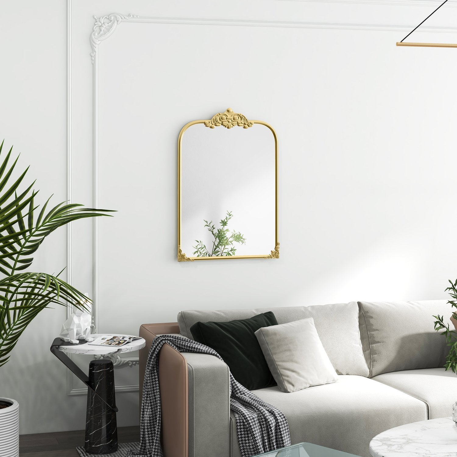 Barockstil väggspegel, 60x87cm, guldmetallram