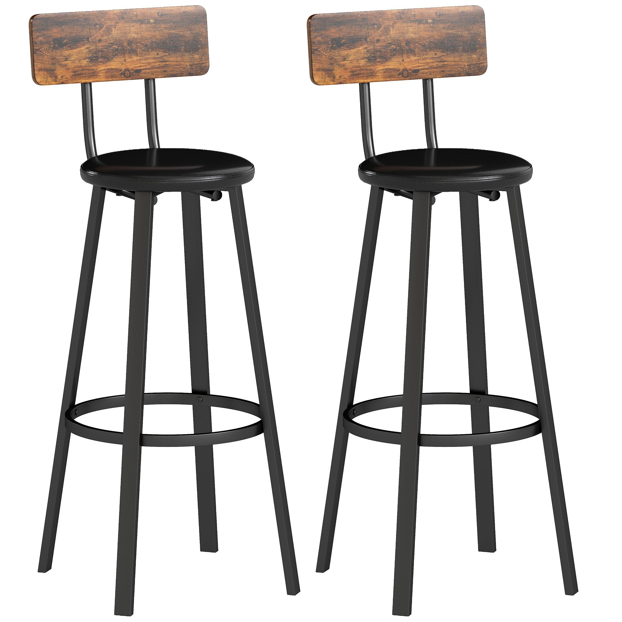 Barstolar Set om 2, Ryggstöd, Sitthöjd 75,5 cm