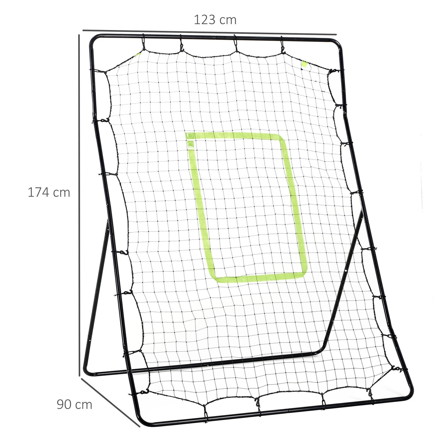 Baseball Rebounder Net, Portable Black Metal, 123 x 174 cm