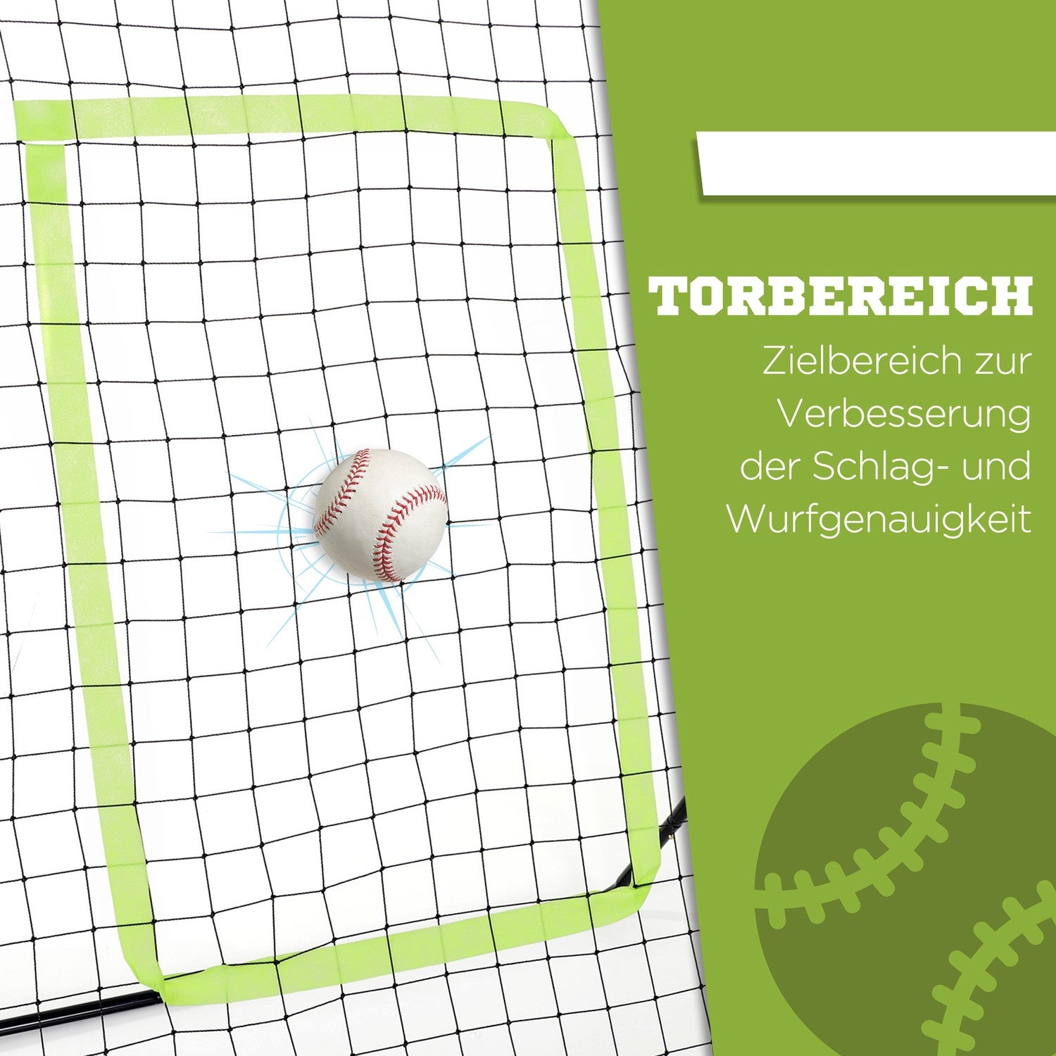 Baseball Rebounder Net, Portable Black Metal, 123 x 174 cm
