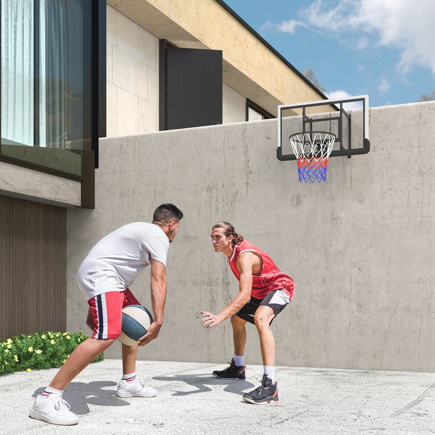 Basketbåge & ryggbräda för inomhus-/utomhusbruk, Ø45 cm