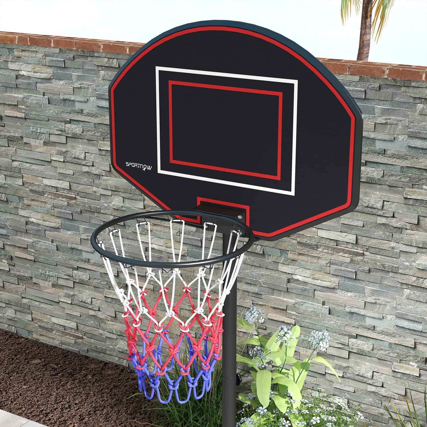 Justerbart stativ för basketbåge, 221-282 cm, spricksäker ryggbräda