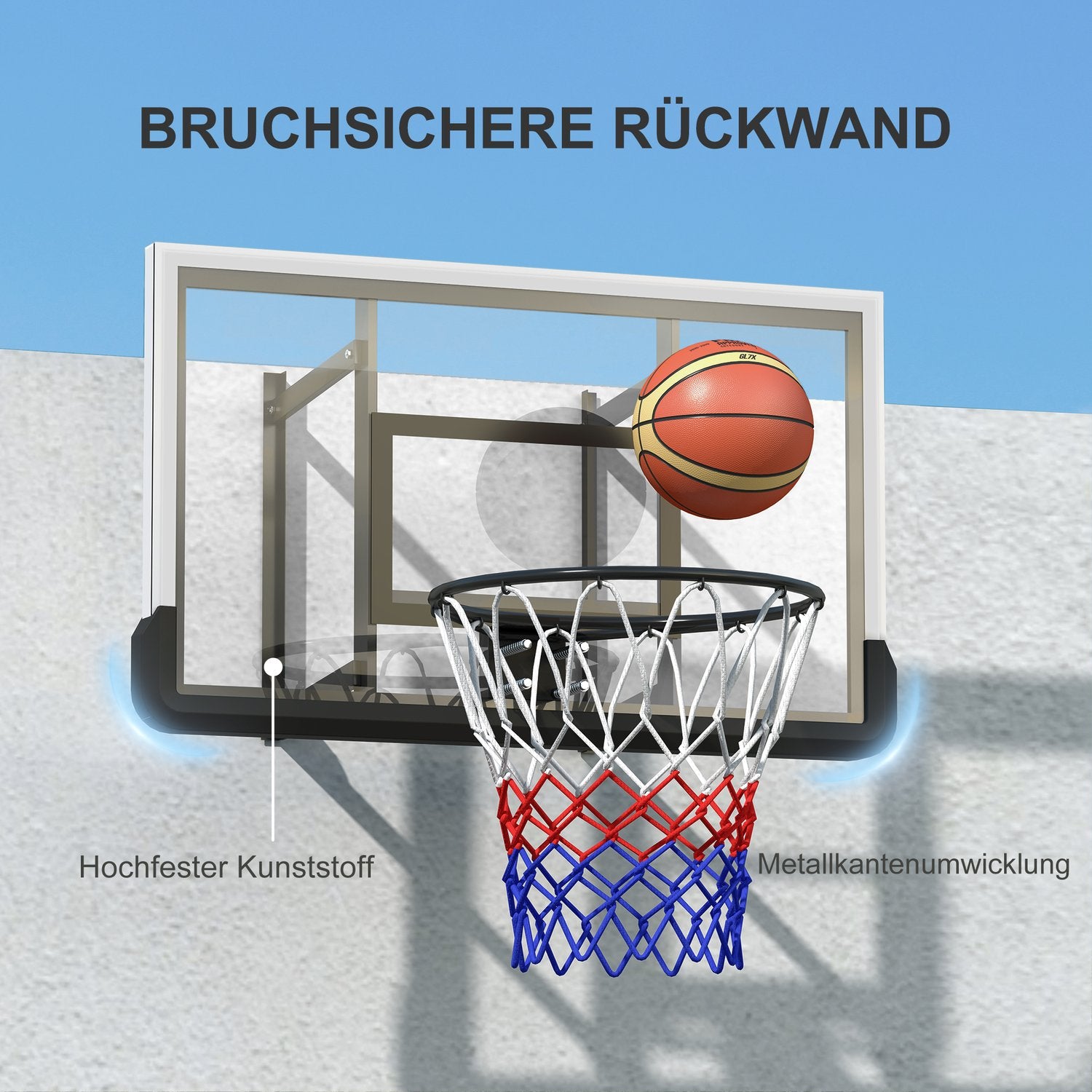 Basketbåge & ryggbräda för inomhus-/utomhusbruk, Ø45 cm