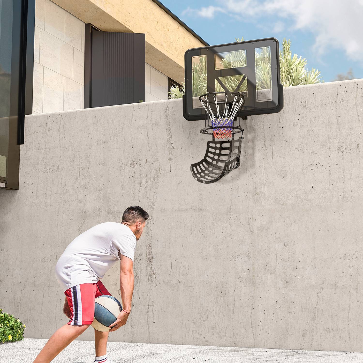 Basketrebound-system, 360° roterande retur, inomhus/utomhus