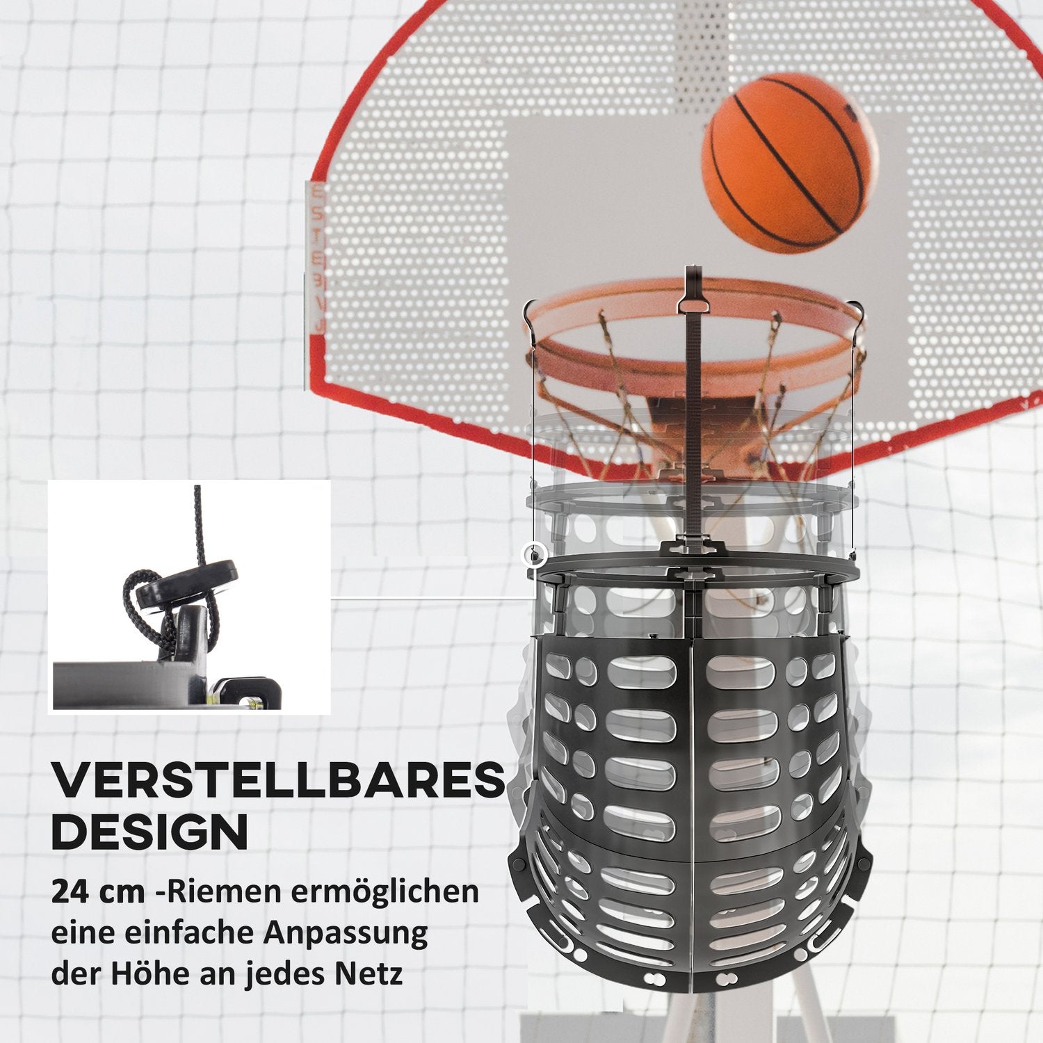 Basketrebound-system, 360° roterande retur, inomhus/utomhus