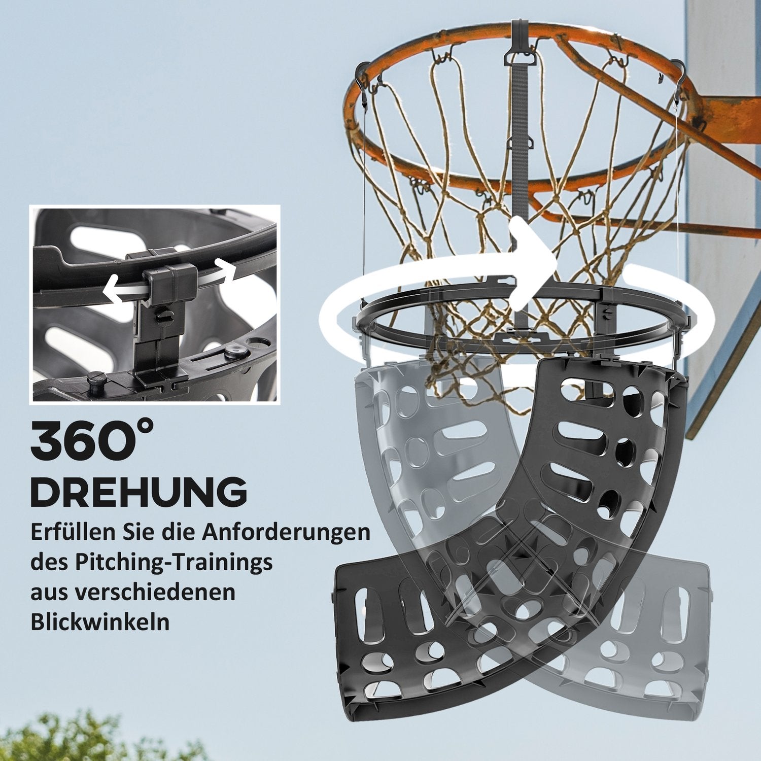 Basketrebound-system, 360° roterande retur, inomhus/utomhus