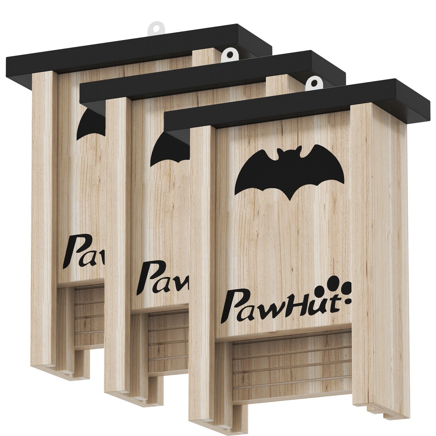 Bat House Set om 3 – Naturligt granträ, 18 x 6 x 22,5 cm