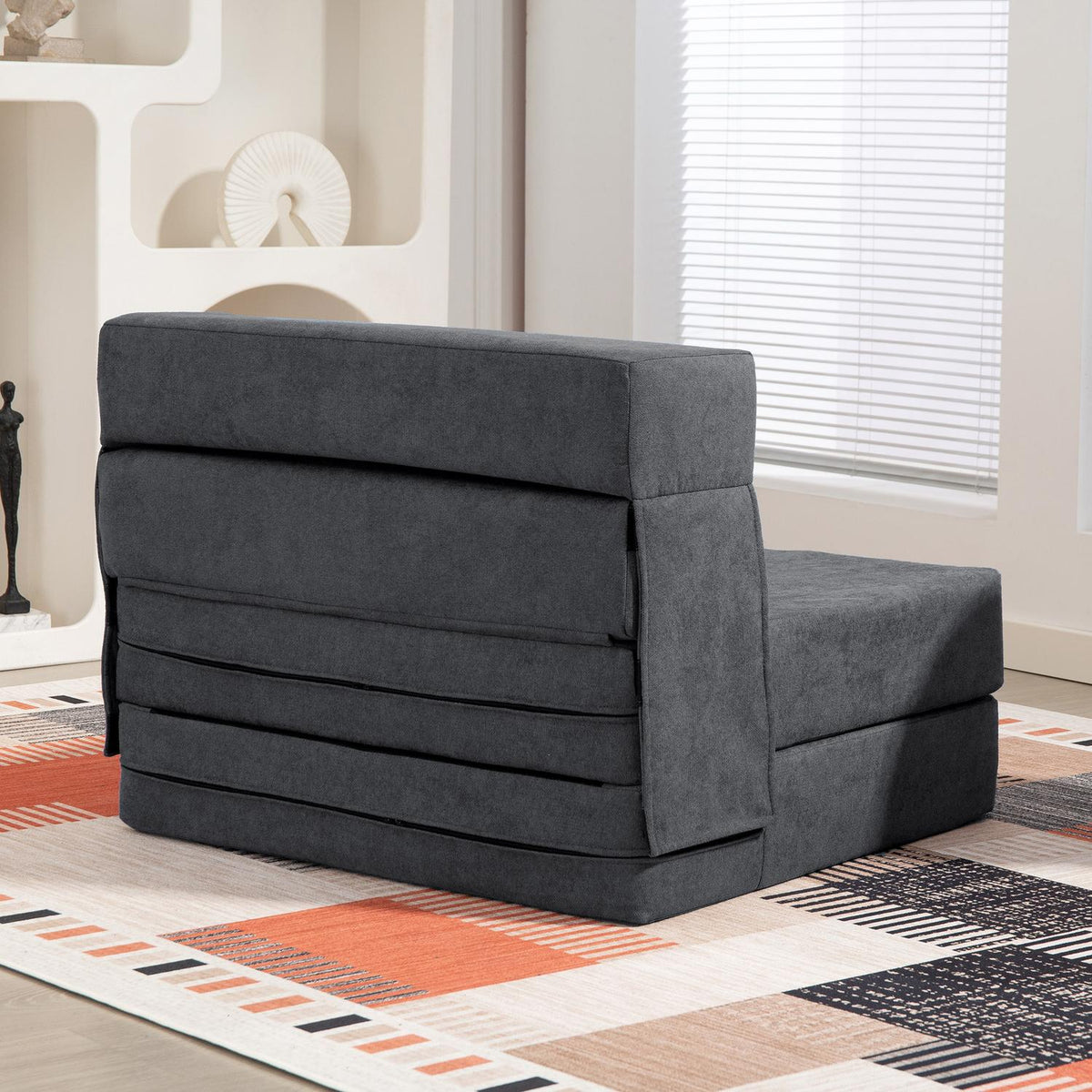 Sovesofa – skum, mørkegrå, med pute