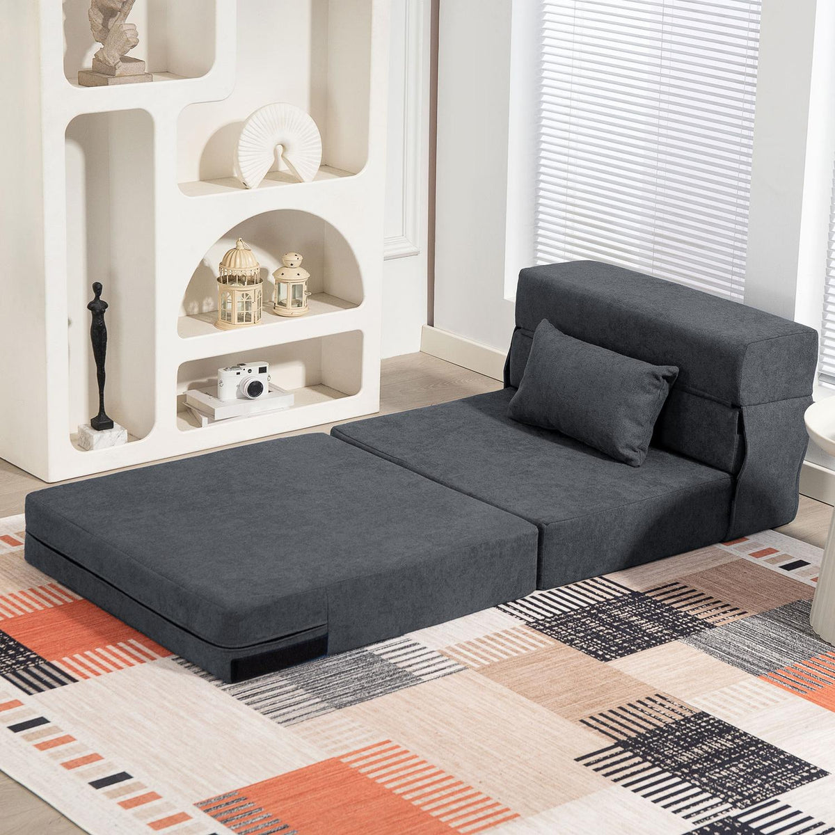 Sovesofa – skum, mørkegrå, med pute