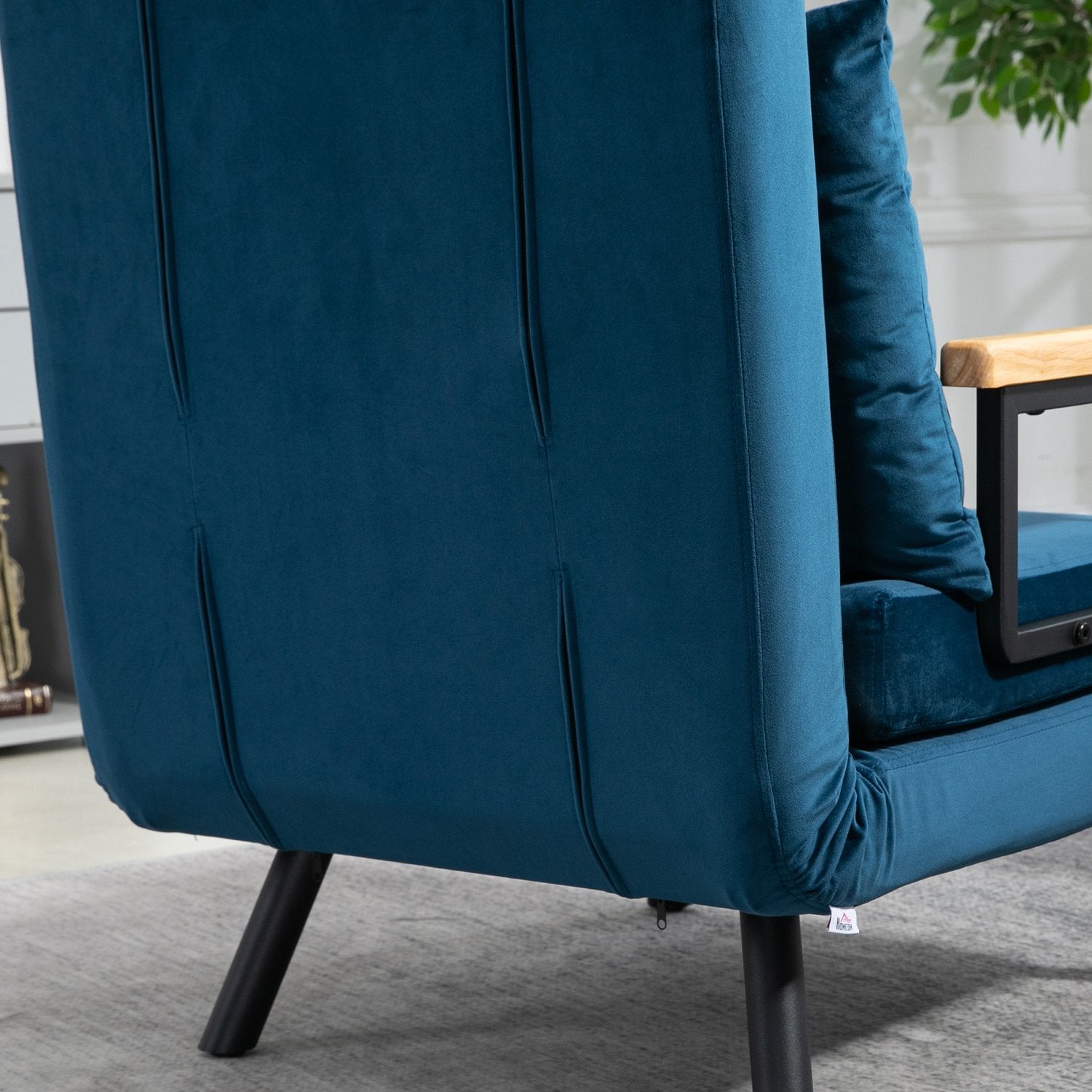 Blue Velvet Bäddsoffa – Justerbart ryggstöd, 63x73x81cm