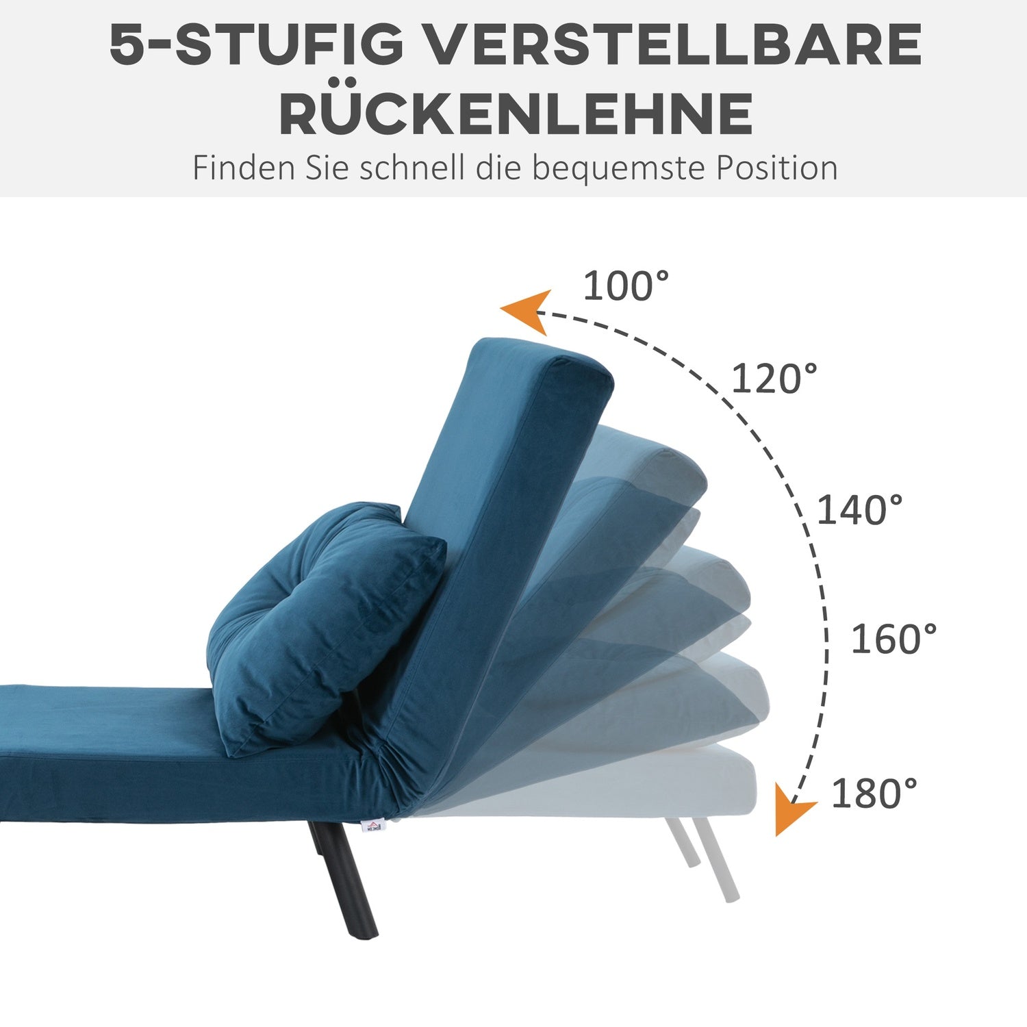 Blue Velvet Bäddsoffa – Justerbart ryggstöd, 63x73x81cm