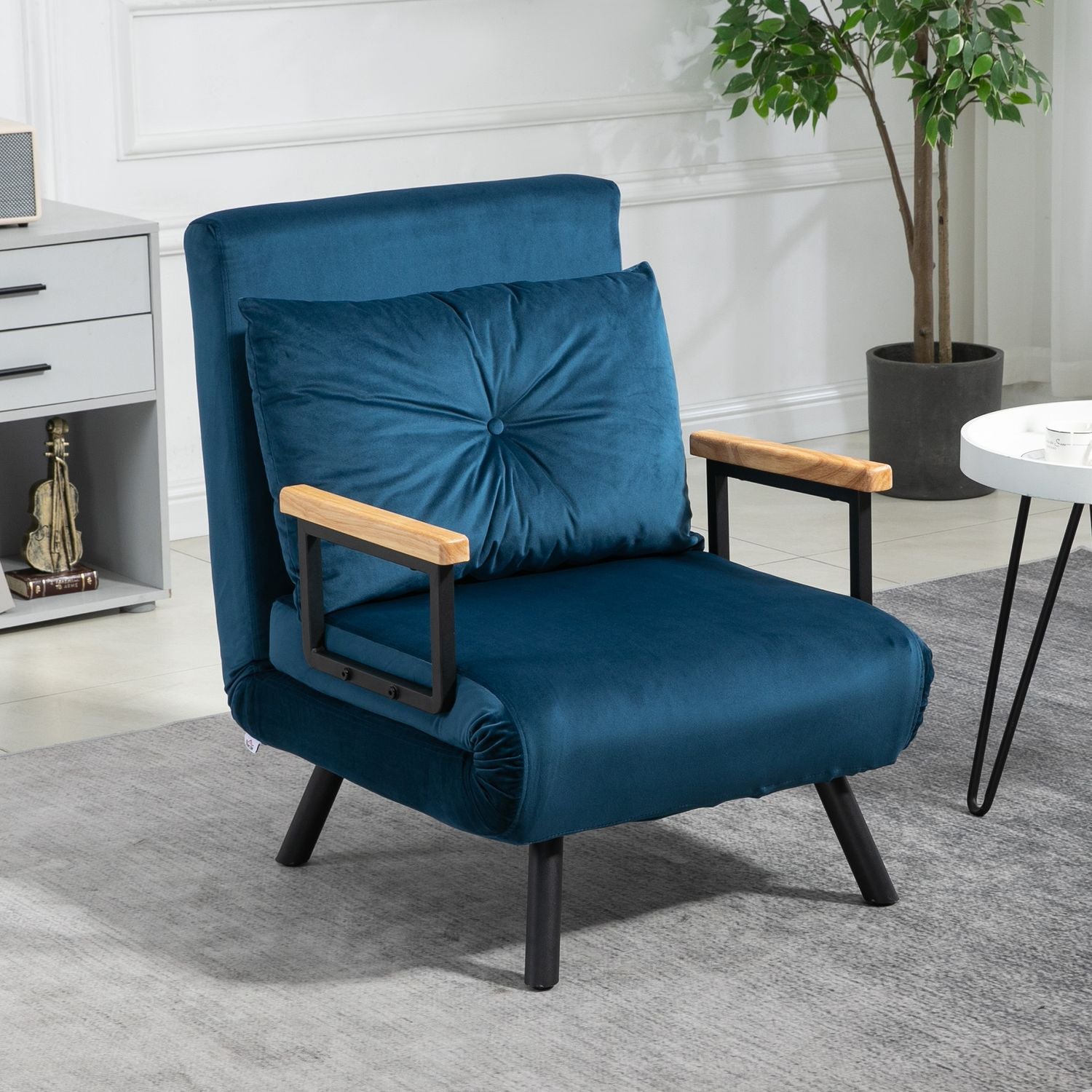 Blue Velvet Bäddsoffa – Justerbart ryggstöd, 63x73x81cm