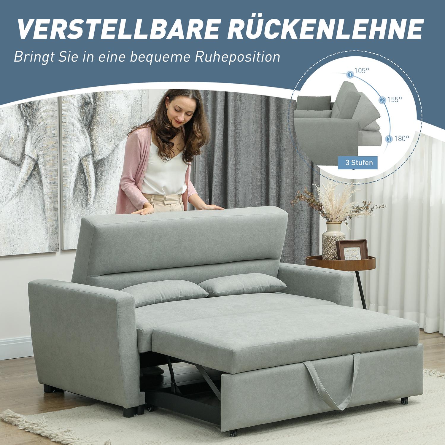 Bäddsoffa i sammetslook, 2-sits, justerbar, ljusgrå