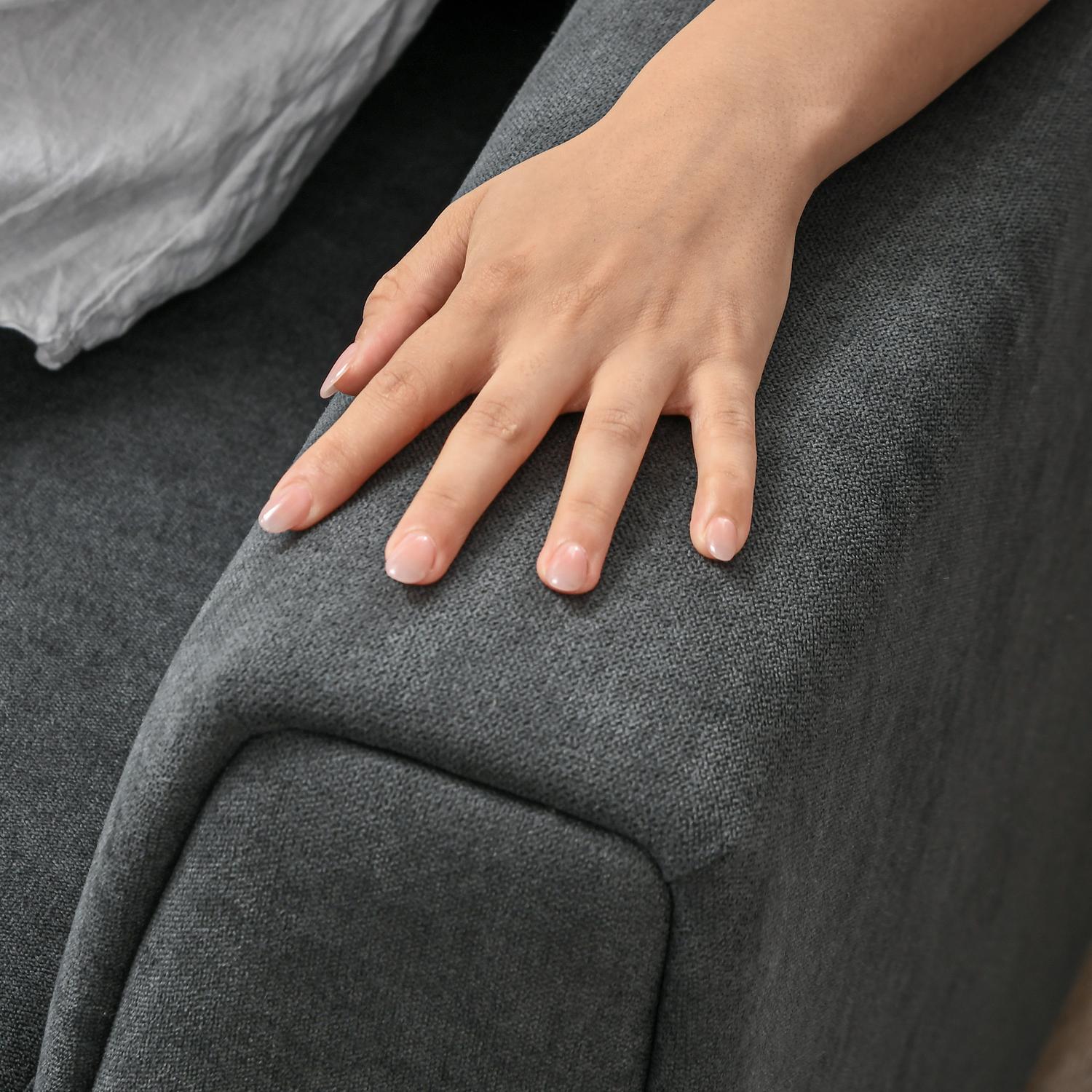 Bäddsoffa med schäslong, 3-sits, mörkgrå