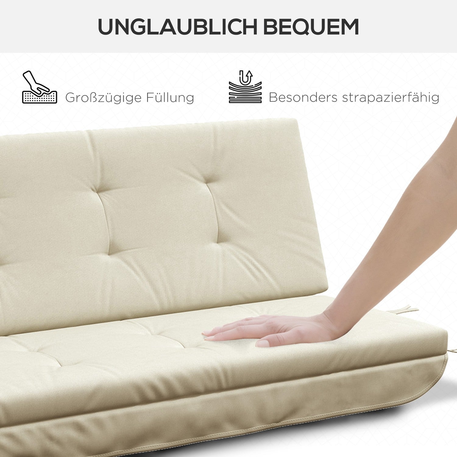 Beige Garden Swing Kuddset – Passar 170 cm, inkl. Baksida & sidor