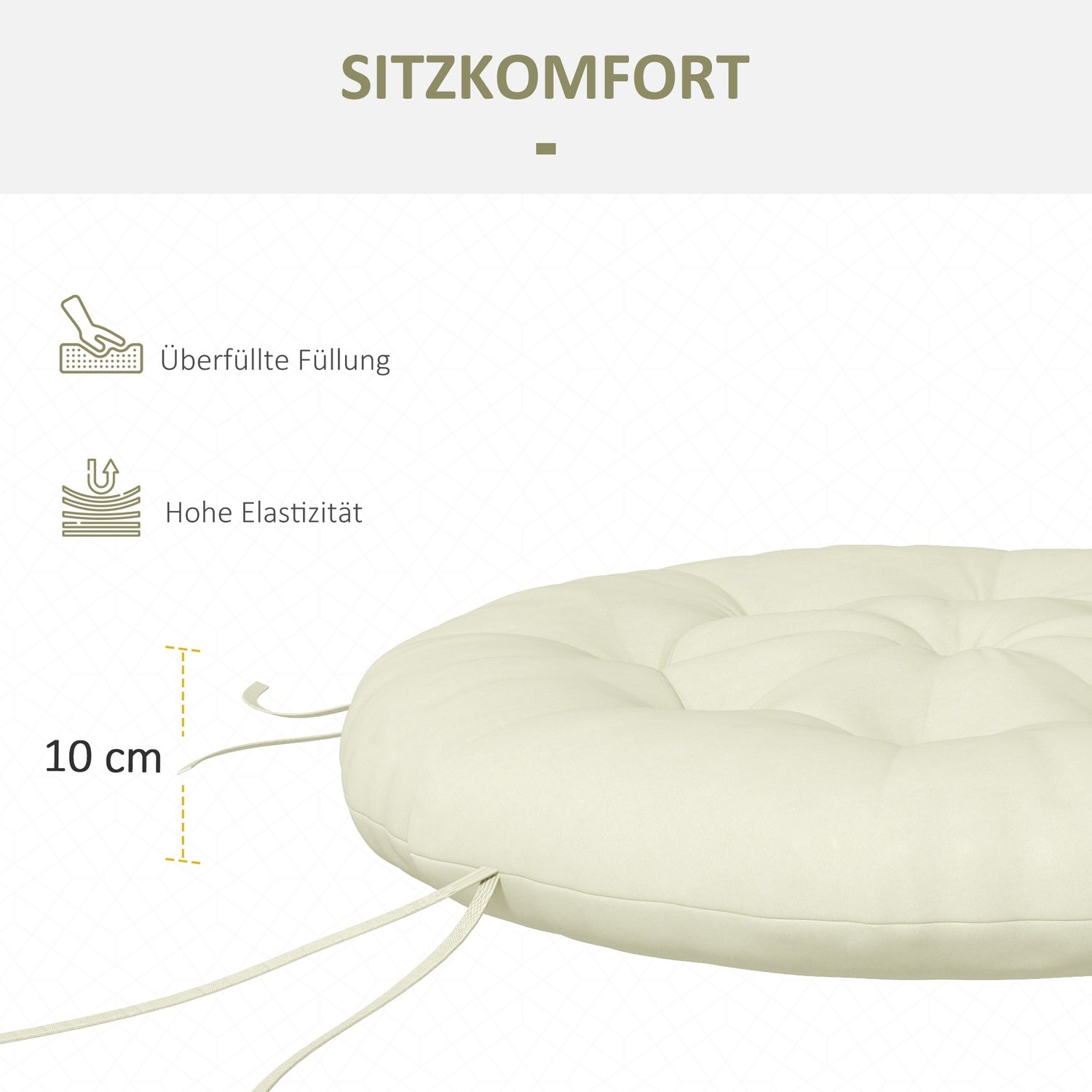 Beige Polyester Månstolsdyna – 10 Cm Vaddering