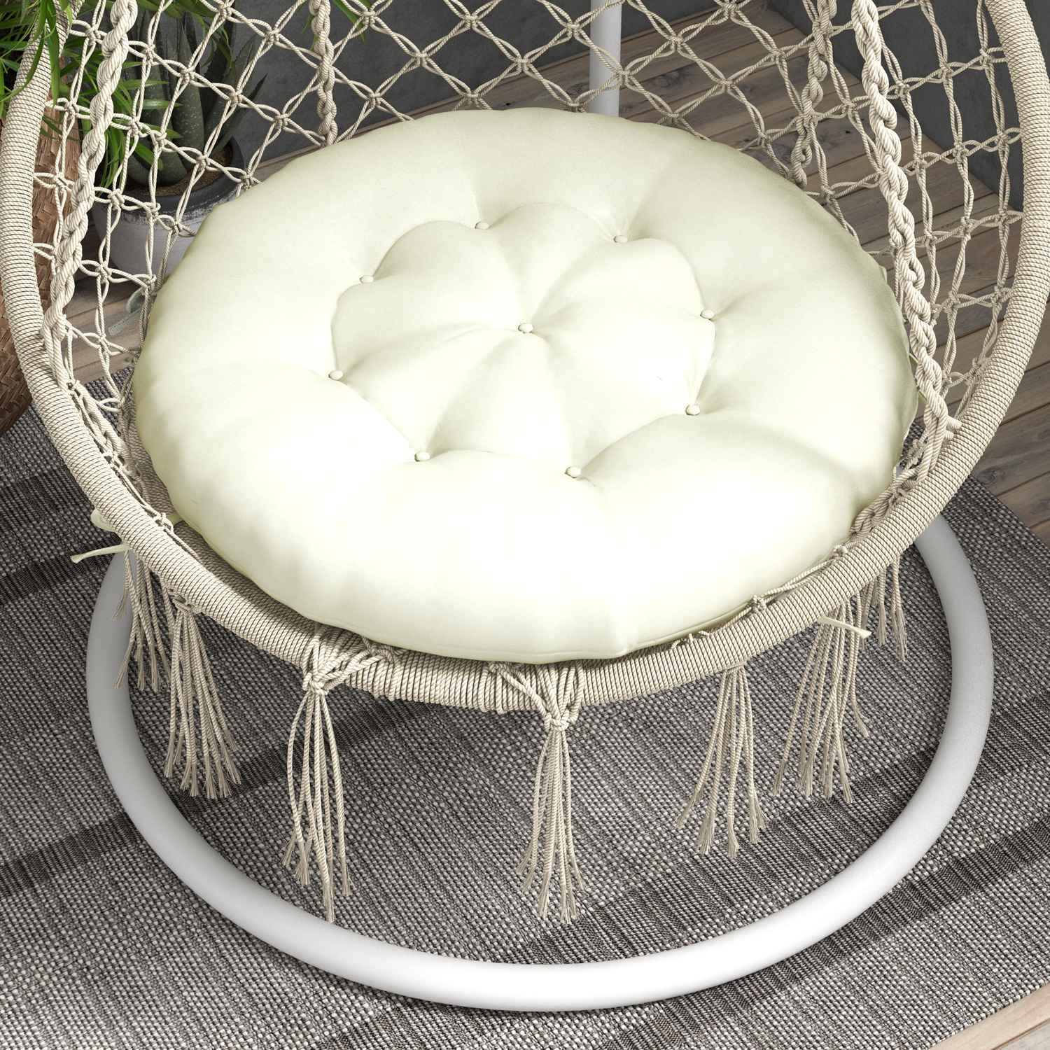 Beige Polyester Månstolsdyna – 10 Cm Vaddering
