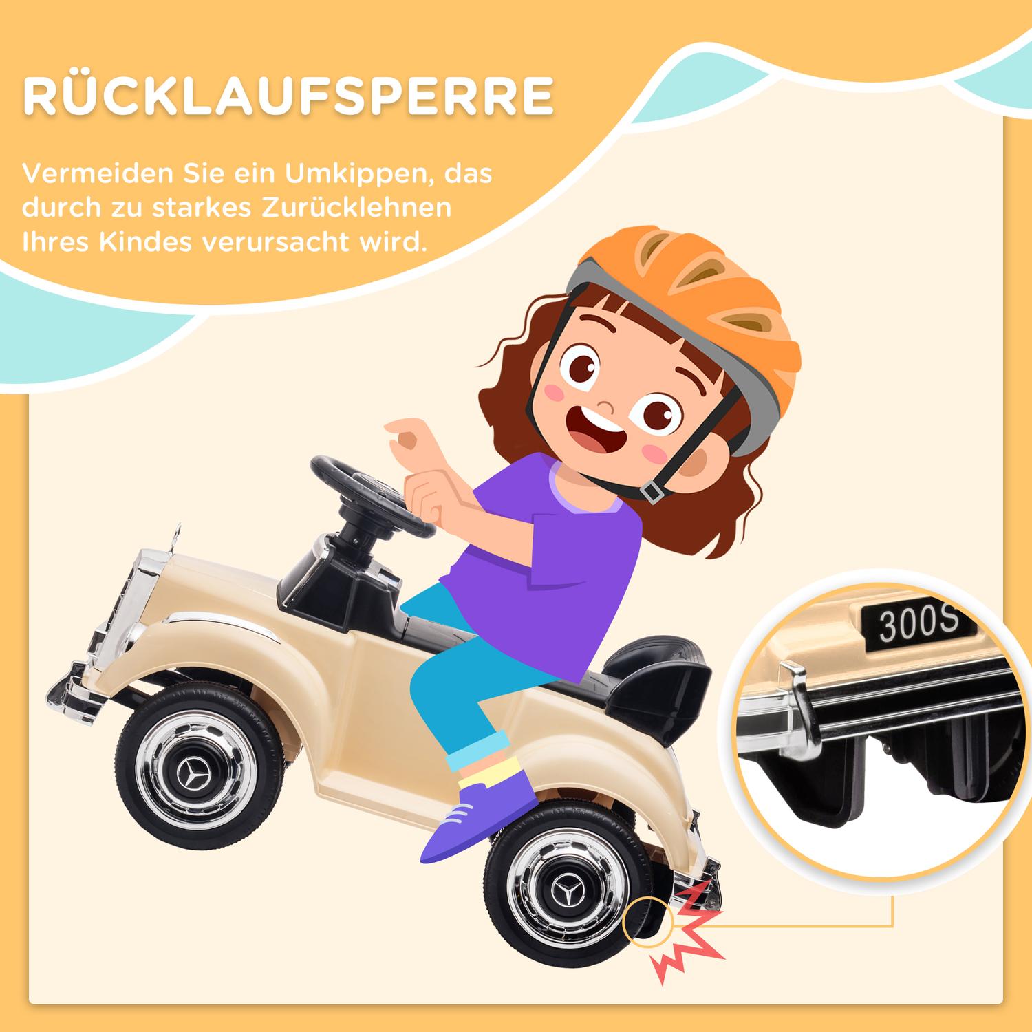 Beige åkbil för småbarn 18-48 månader med förvaringsutrymme