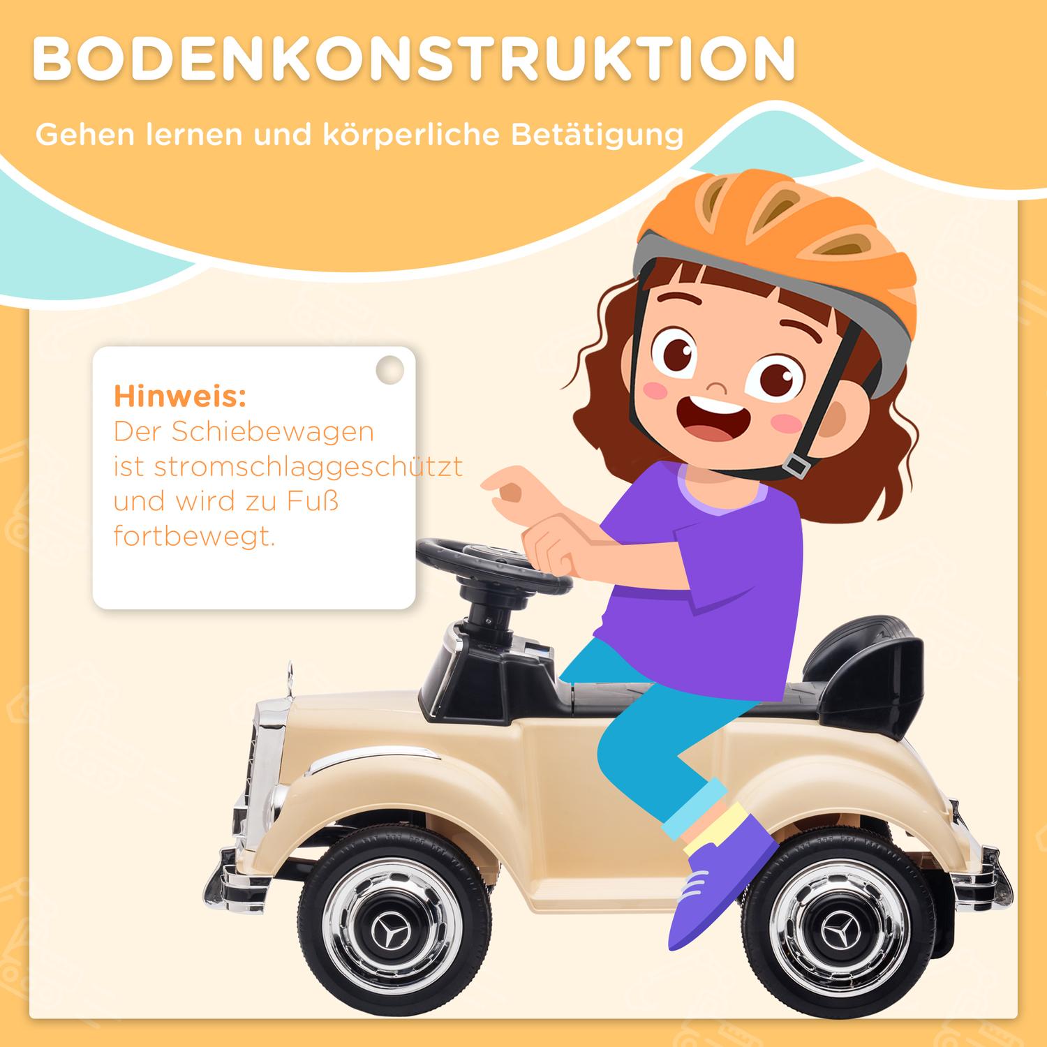 Beige åkbil för småbarn 18-48 månader med förvaringsutrymme