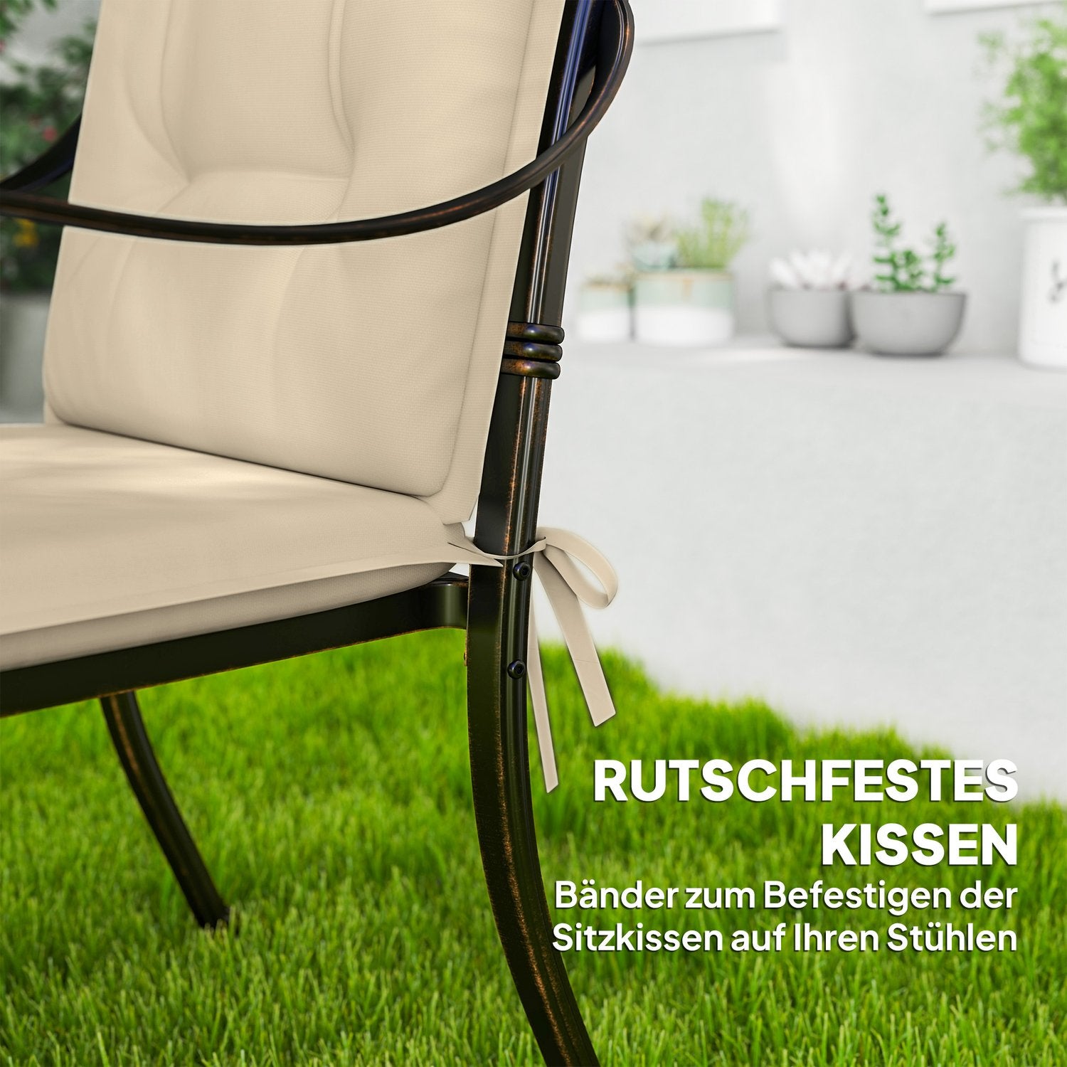 Beige sittdynorset, 108x50x5 cm, inomhus/utomhusbruk