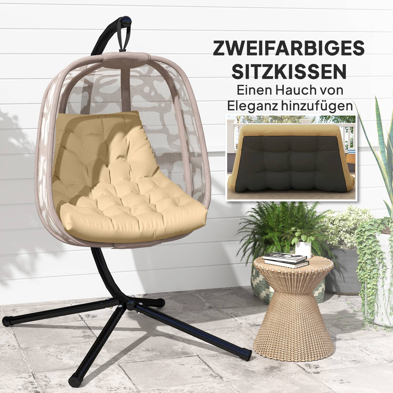 Beige vattenavvisande stol Sittdyna med ryggstöd