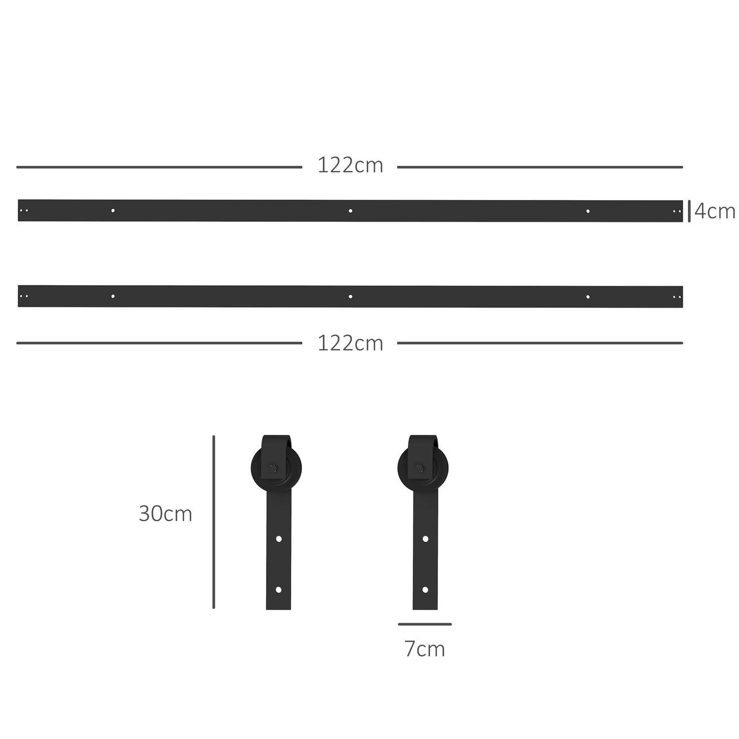 Beslagssats för skjutdörrar, 244cm, kolstål, svart