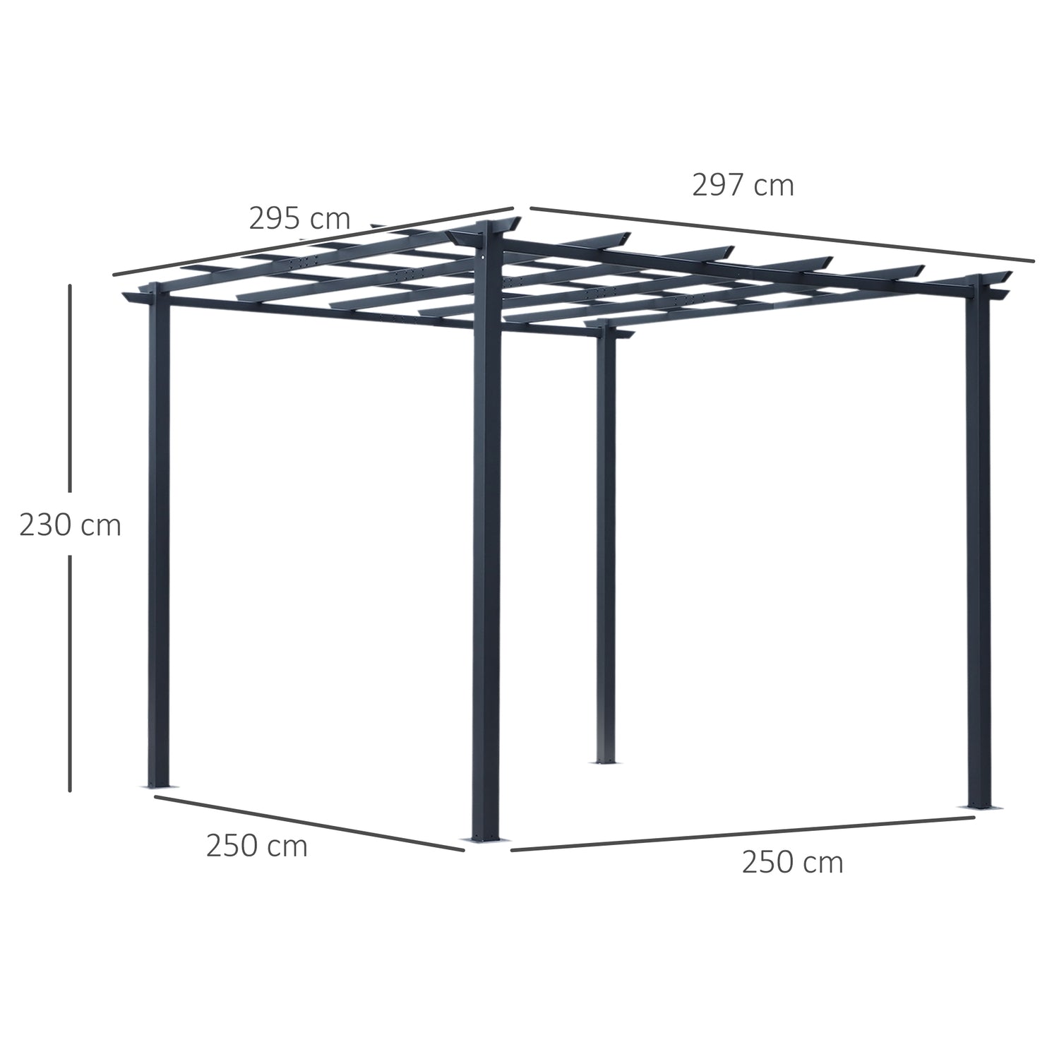 Black Metal Garden Arch Spaljé, väderbeständig, 2,97x2,95x2,3M