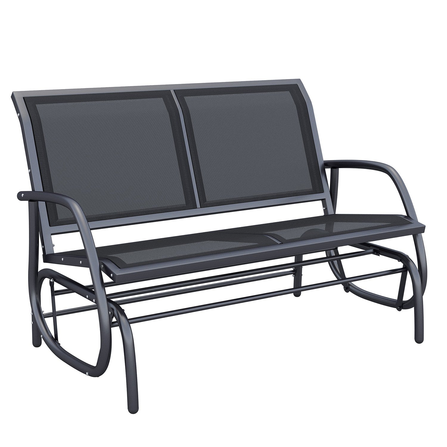 Black Metal Garden Swing – 2-sits, 120 x 70 x 88 cm