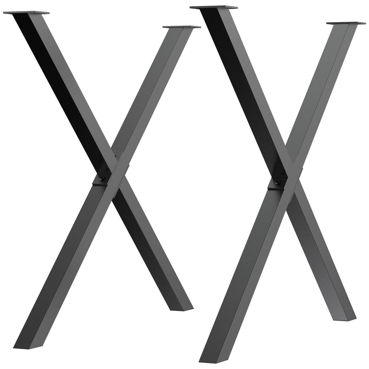 Black Steel X-formede bordben, sett med 2, 72 cm