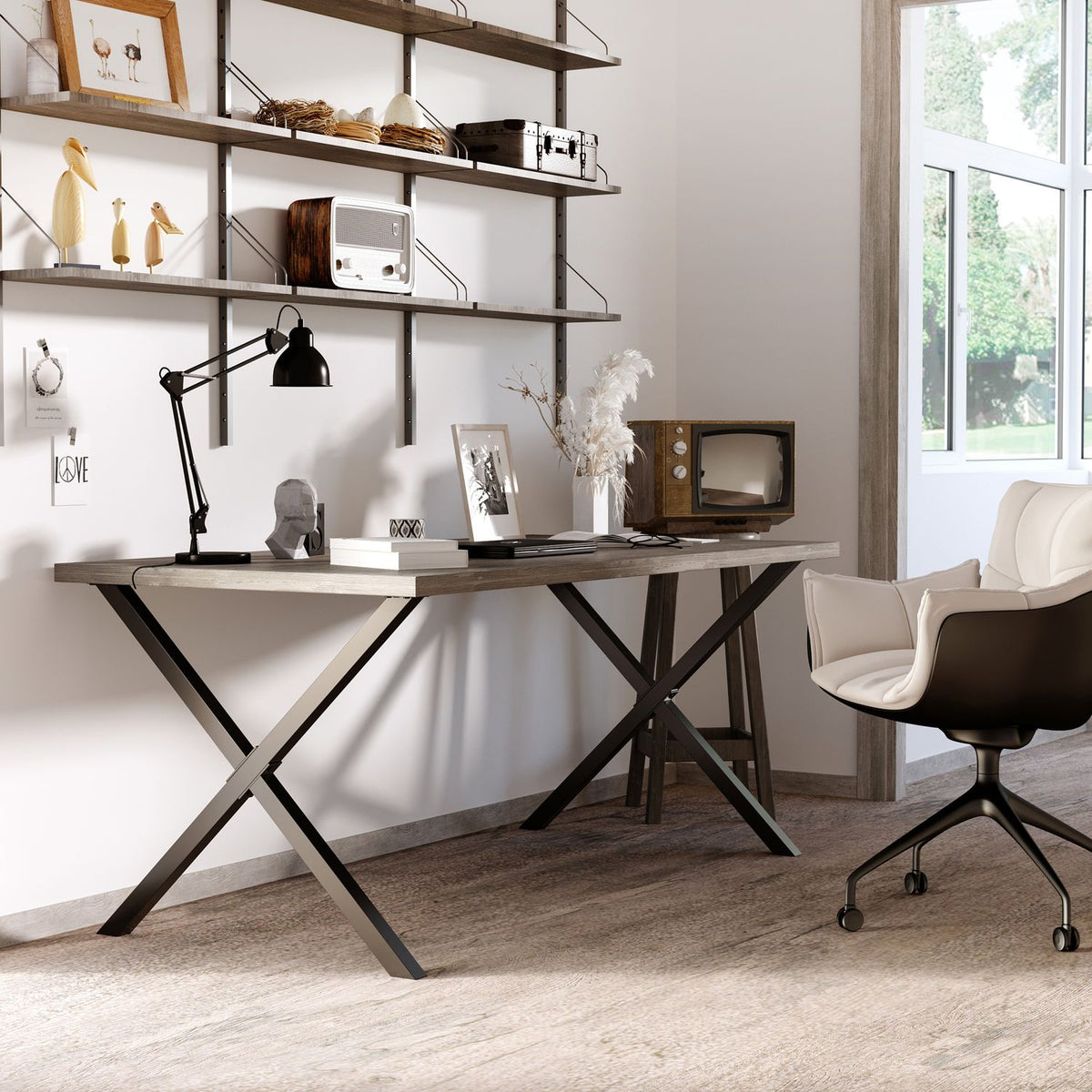 Black Steel X-formede bordben, sett med 2, 72 cm