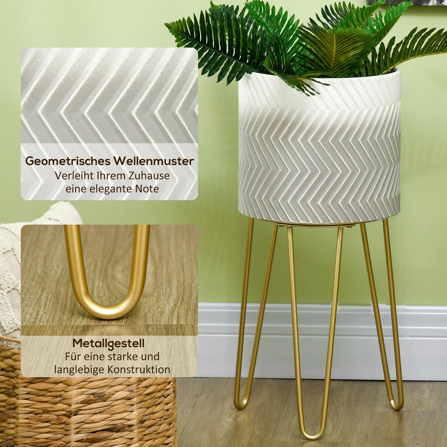 Plantställ i metall med 2, inomhus/utomhus blomkrukor