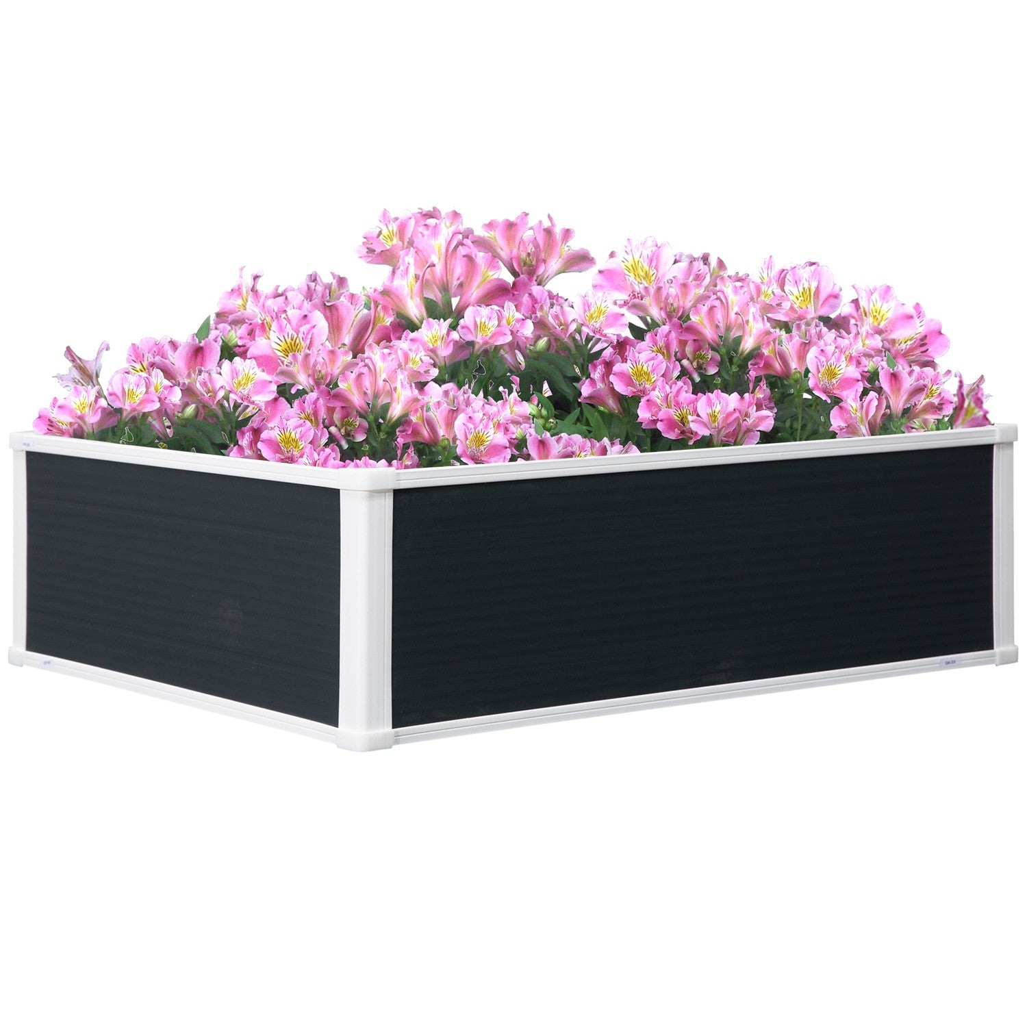 Blomlåda med upphöjd bädd med dränering – grå, plast, 100x80x30 cm