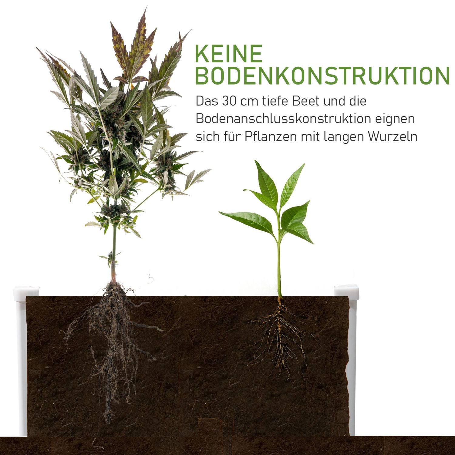 Blomlåda med upphöjd bädd med dränering – grå, plast, 100x80x30 cm