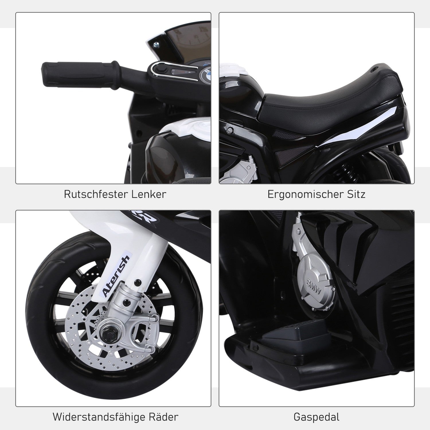 Elektrisk barnmotorcykel – svart, batteridriven, stål