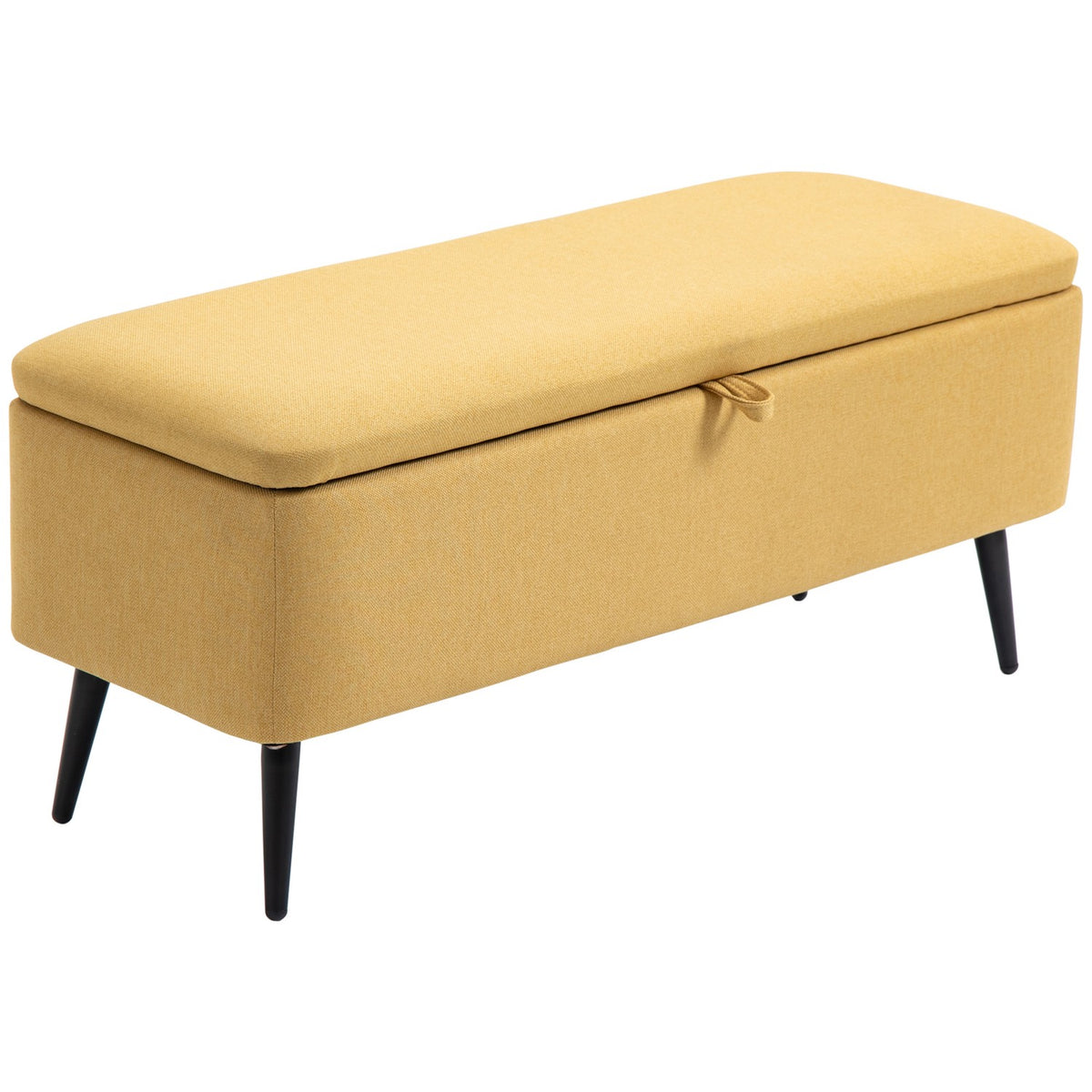 Bänk med bröststoppning, stoppad bänk i linnelook, upp till 150 kg, 101 x 38,5 x 44,5 cm, gul