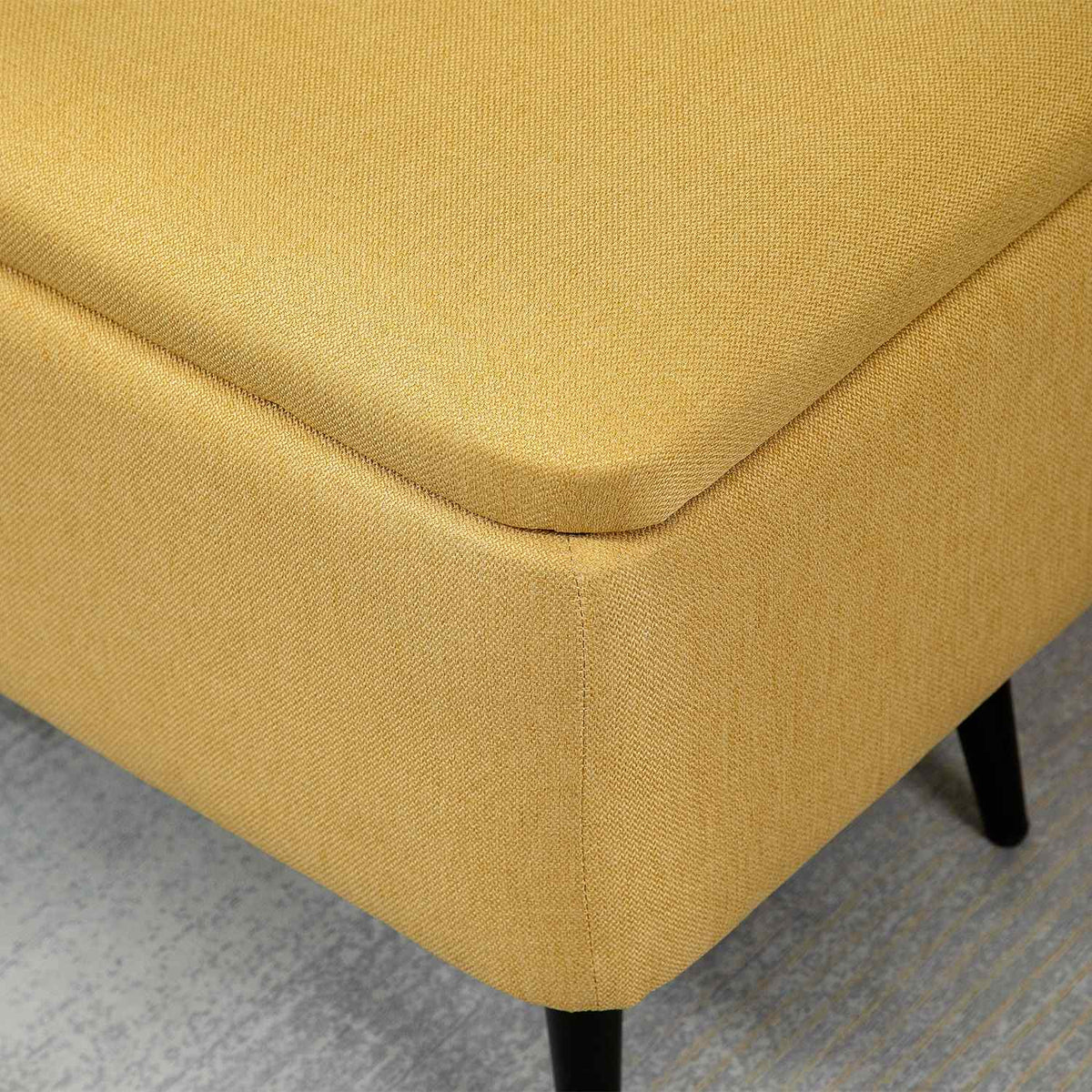 Bänk med bröststoppning, stoppad bänk i linnelook, upp till 150 kg, 101 x 38,5 x 44,5 cm, gul