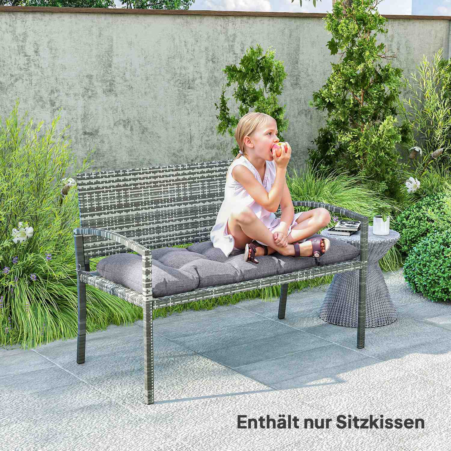Utomhusbänkskudde 105 x 46 cm, Vattenavvisande, Grå